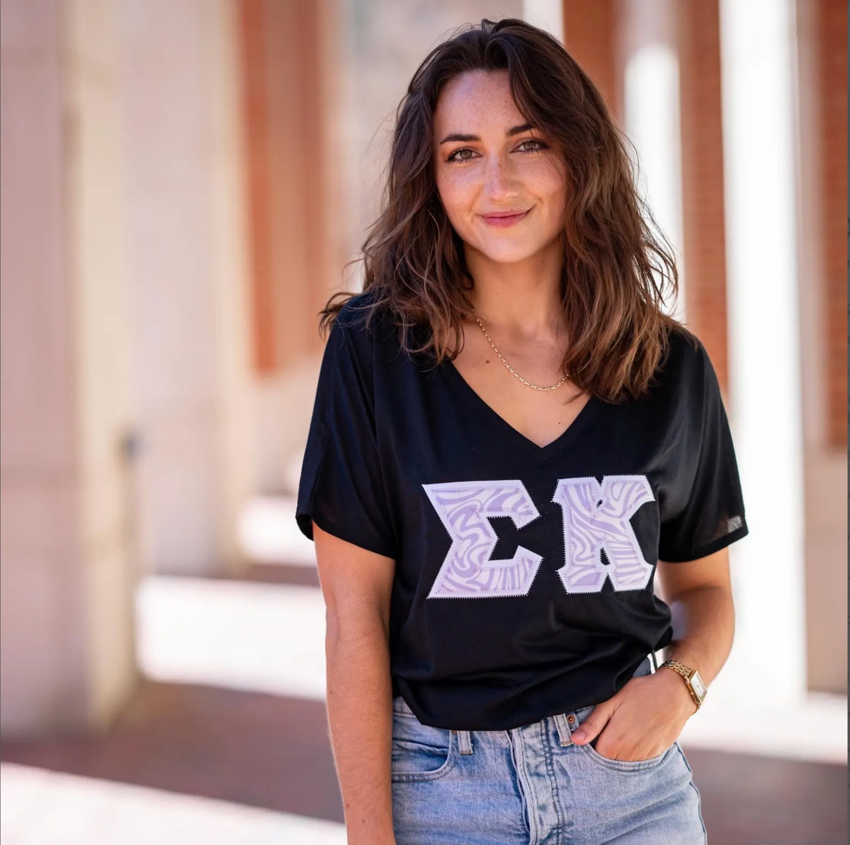 Light Purple Zebra Greek Letter Shirt