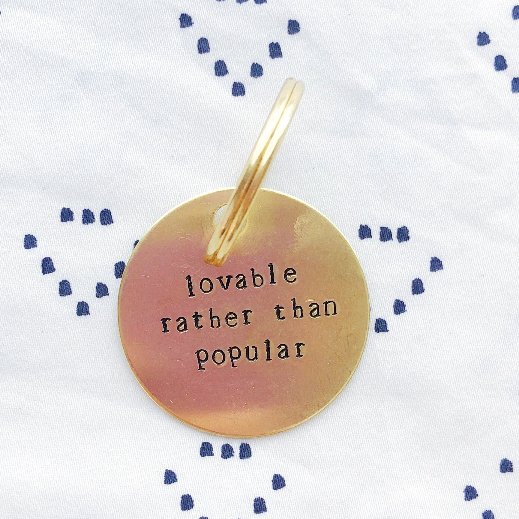 Sorority Symphony "Lovable Rather Than Popular" Hand-Stamped Keychain