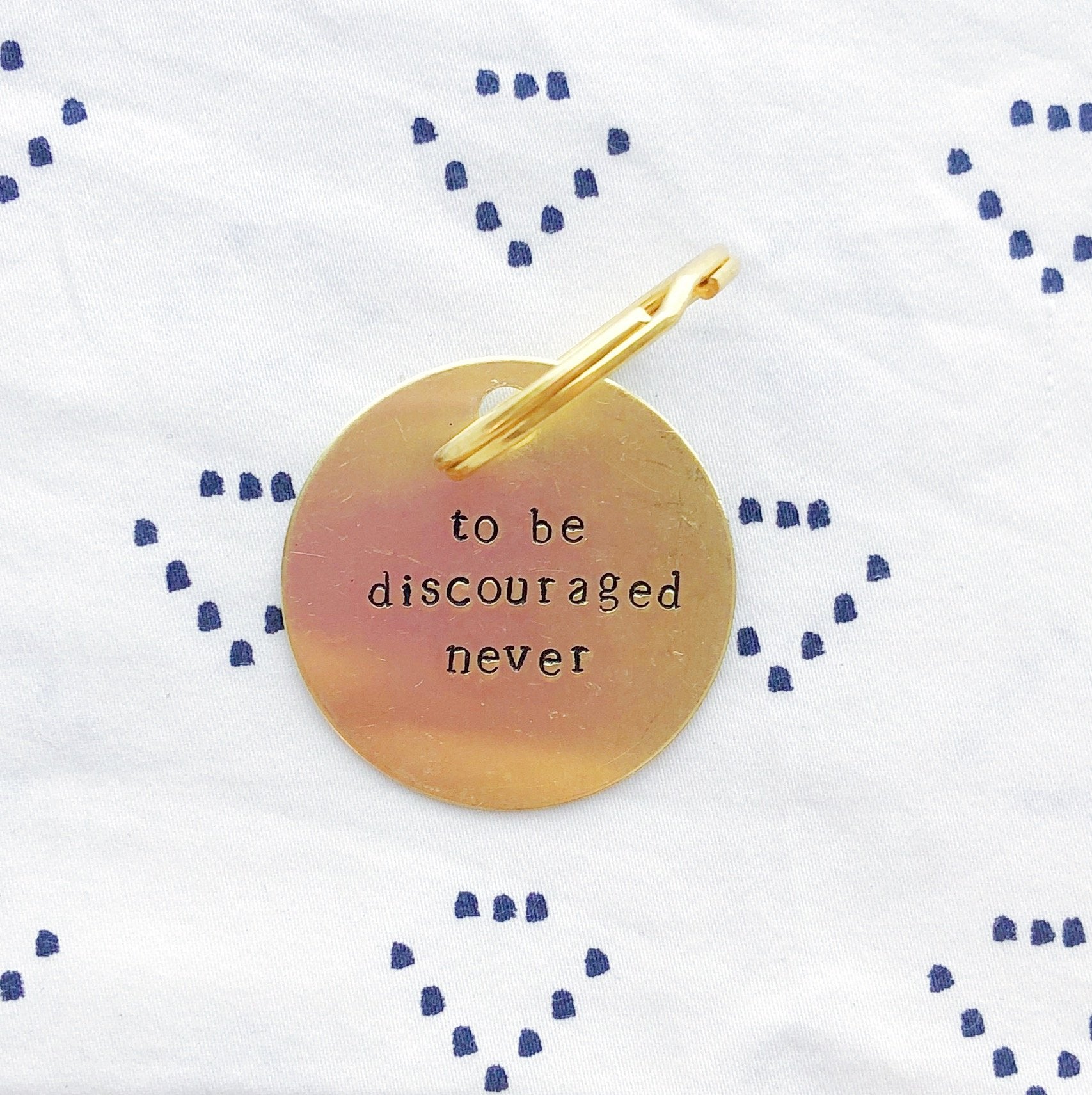 Sorority Symphony "To Be Discouraged Never" Hand-Stamped Keychain