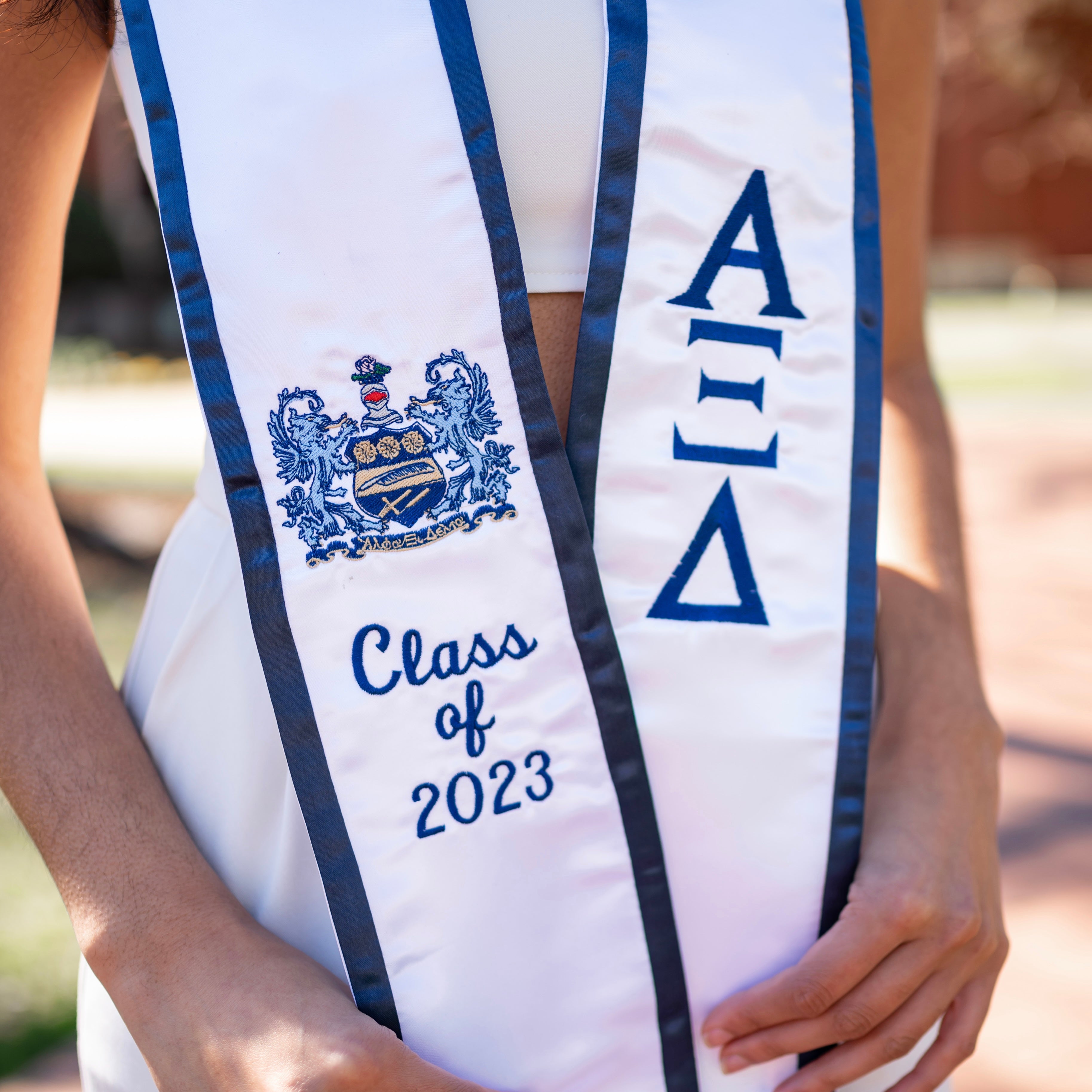 Custom Alpha Xi Delta Crest Greek Letter Sorority Graduation Stole
