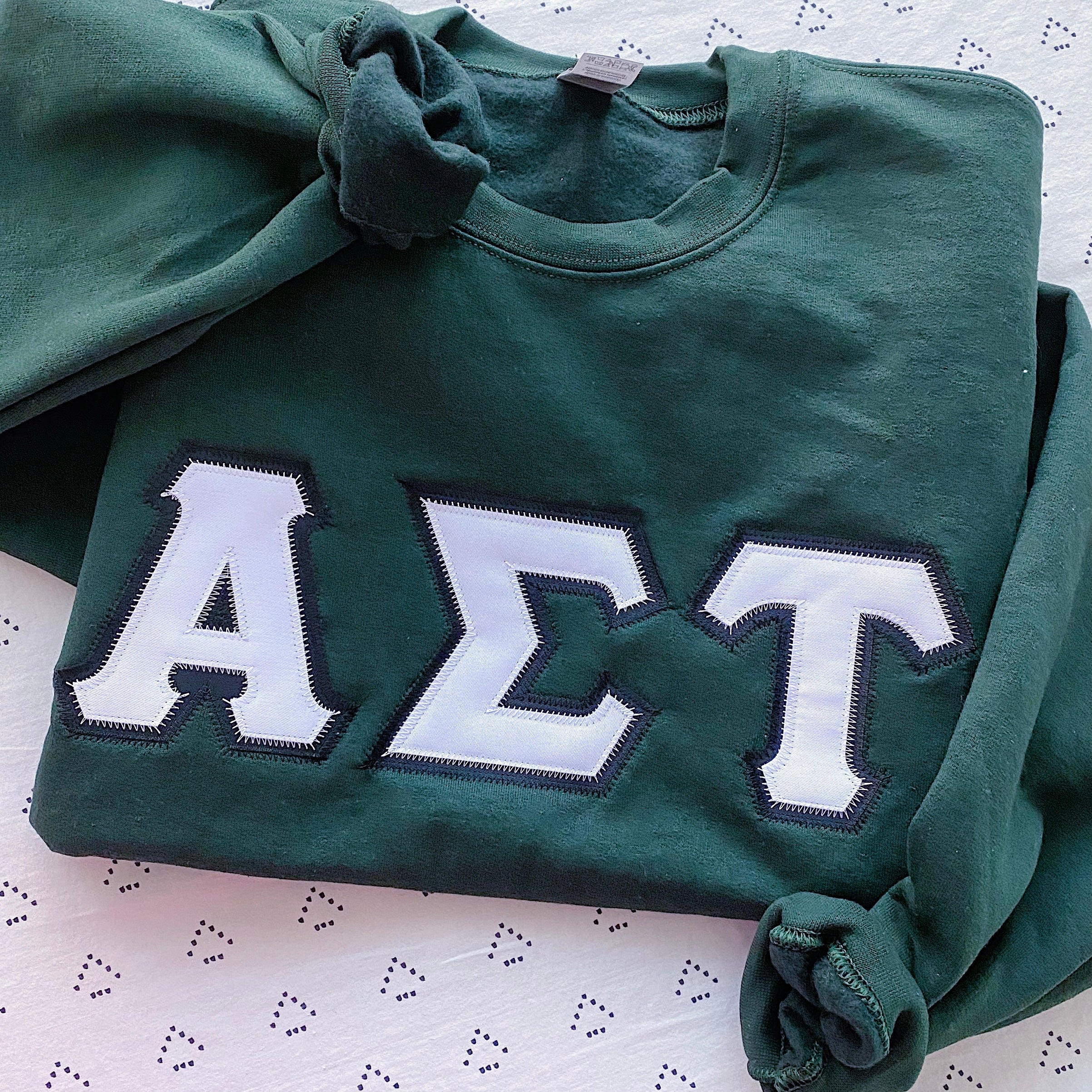 Custom Stitched Alpha Sigma Tau Sorority Greek Letter Crewneck Sweatshirt