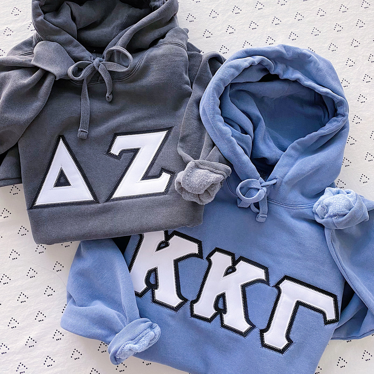 Light Blue Sorority Hoodie with Corner and Arm Design