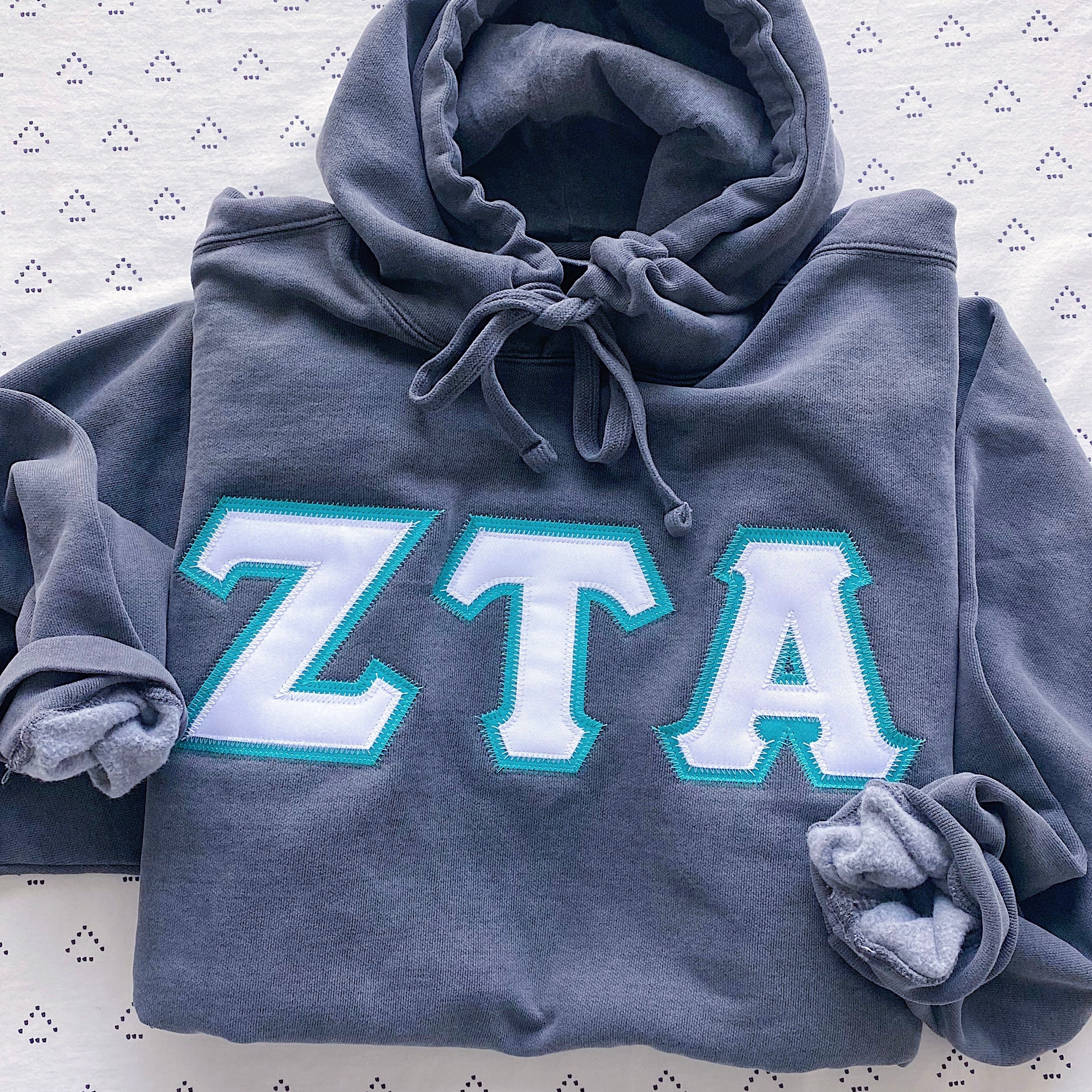 Custom Stitched Zeta Tau Alpha Sorority Greek Letter  Hoodie Sweatshirt Comfort Colors