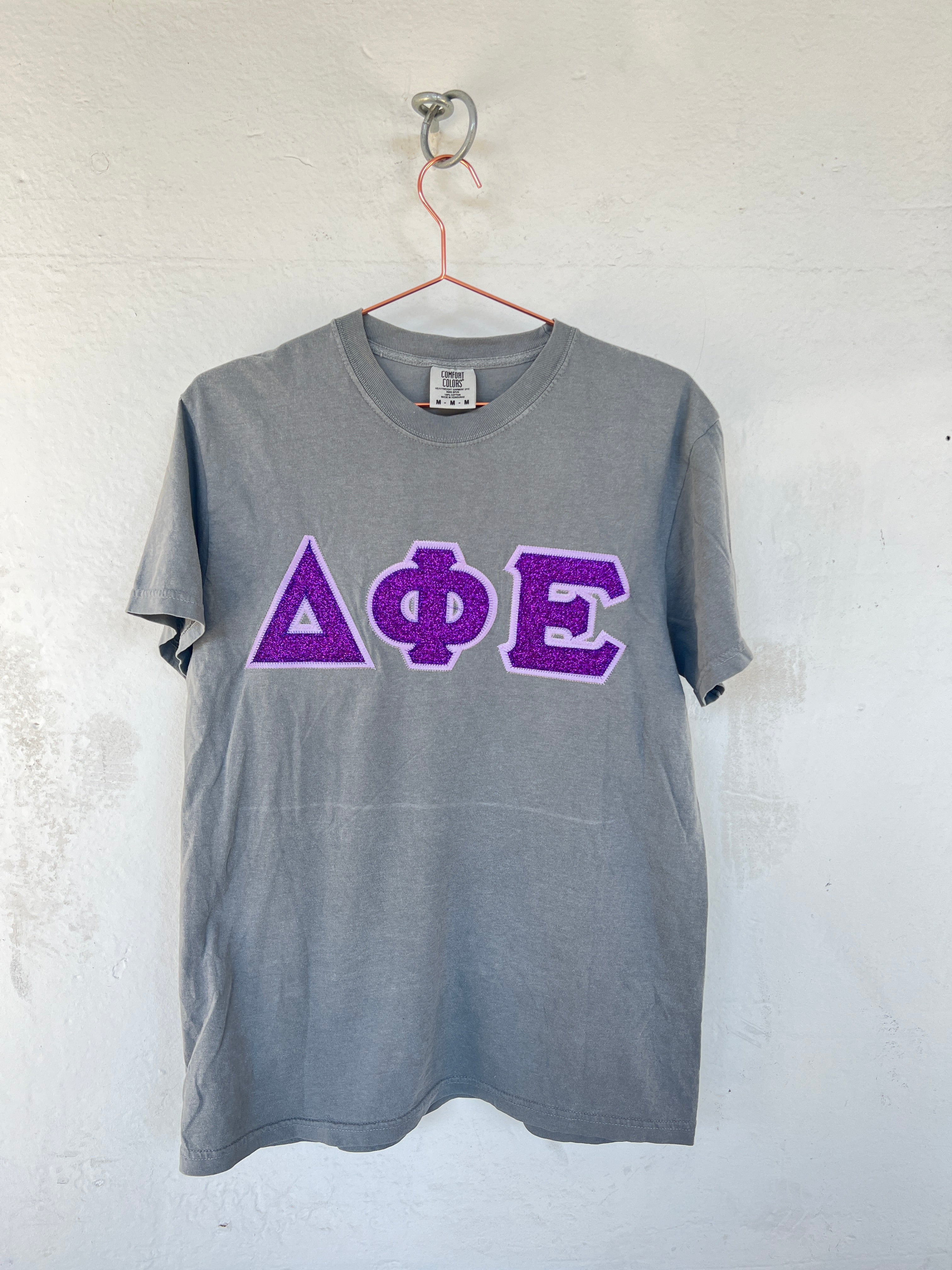 Custom Stitched Delta Phi Epsilon Sorority Greek Letter Crew Neck T-Shirt
