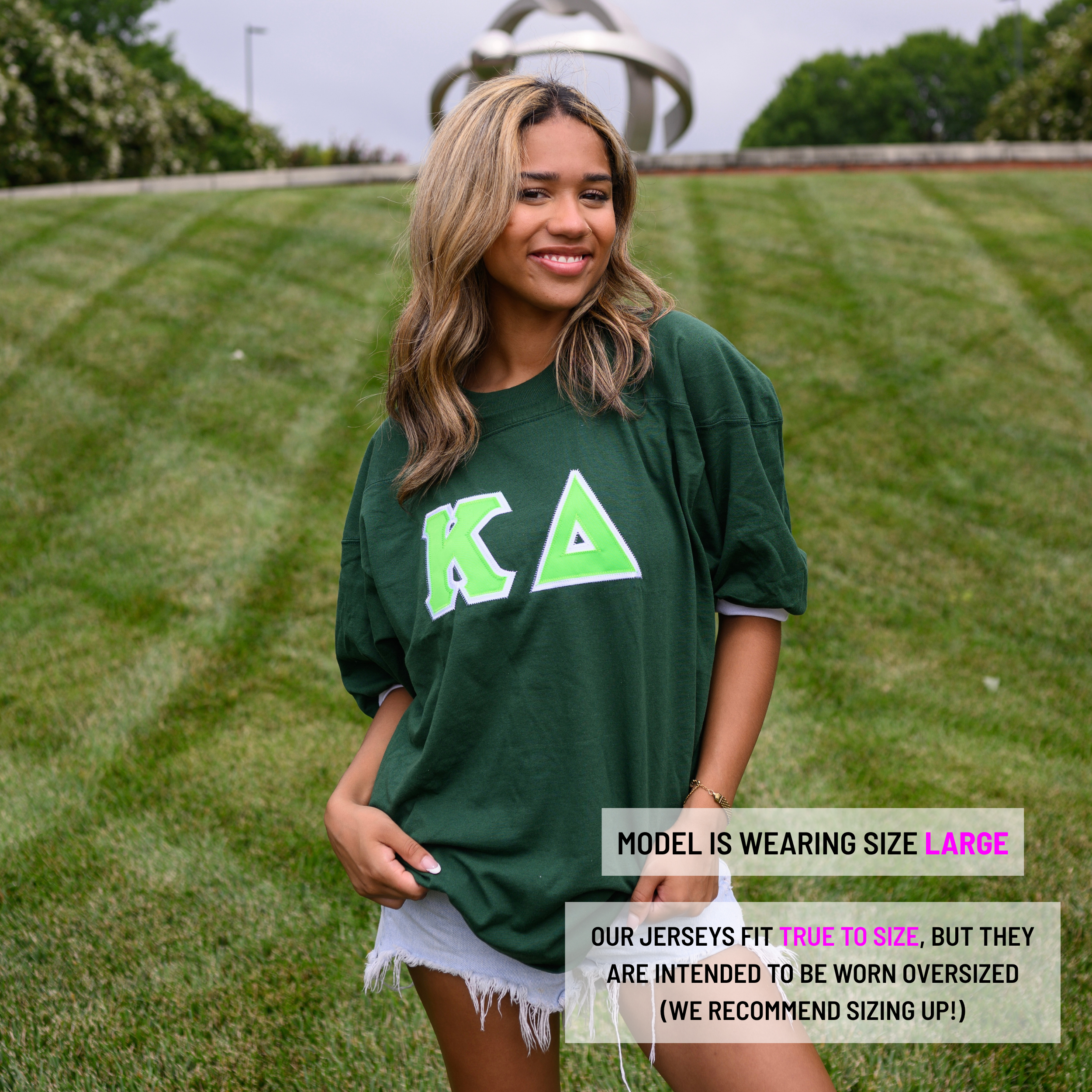 Basic Greek Letter Crew Neck Jersey - Kappa Delta
