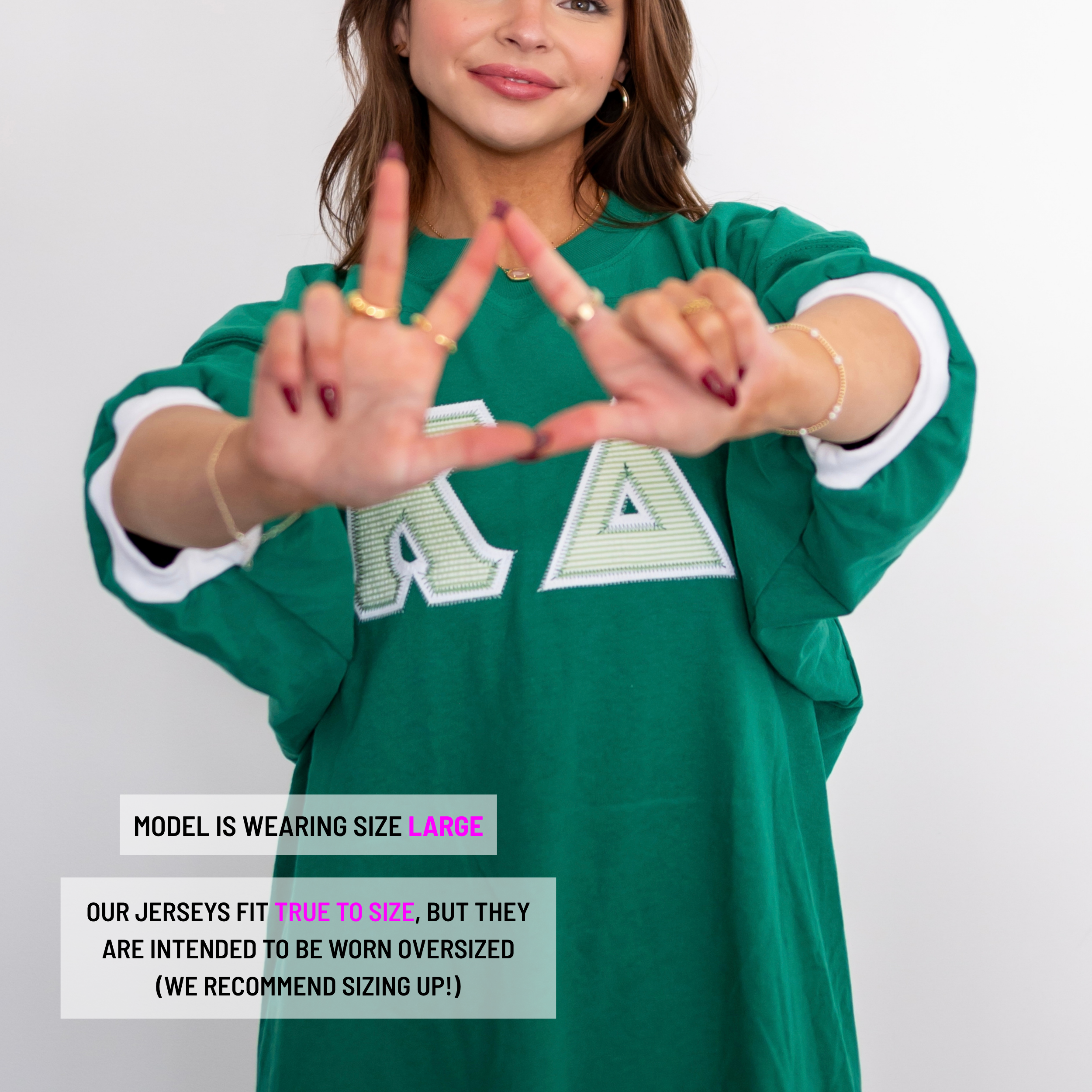Light Green Seersucker Greek Letter Crew Neck Jersey