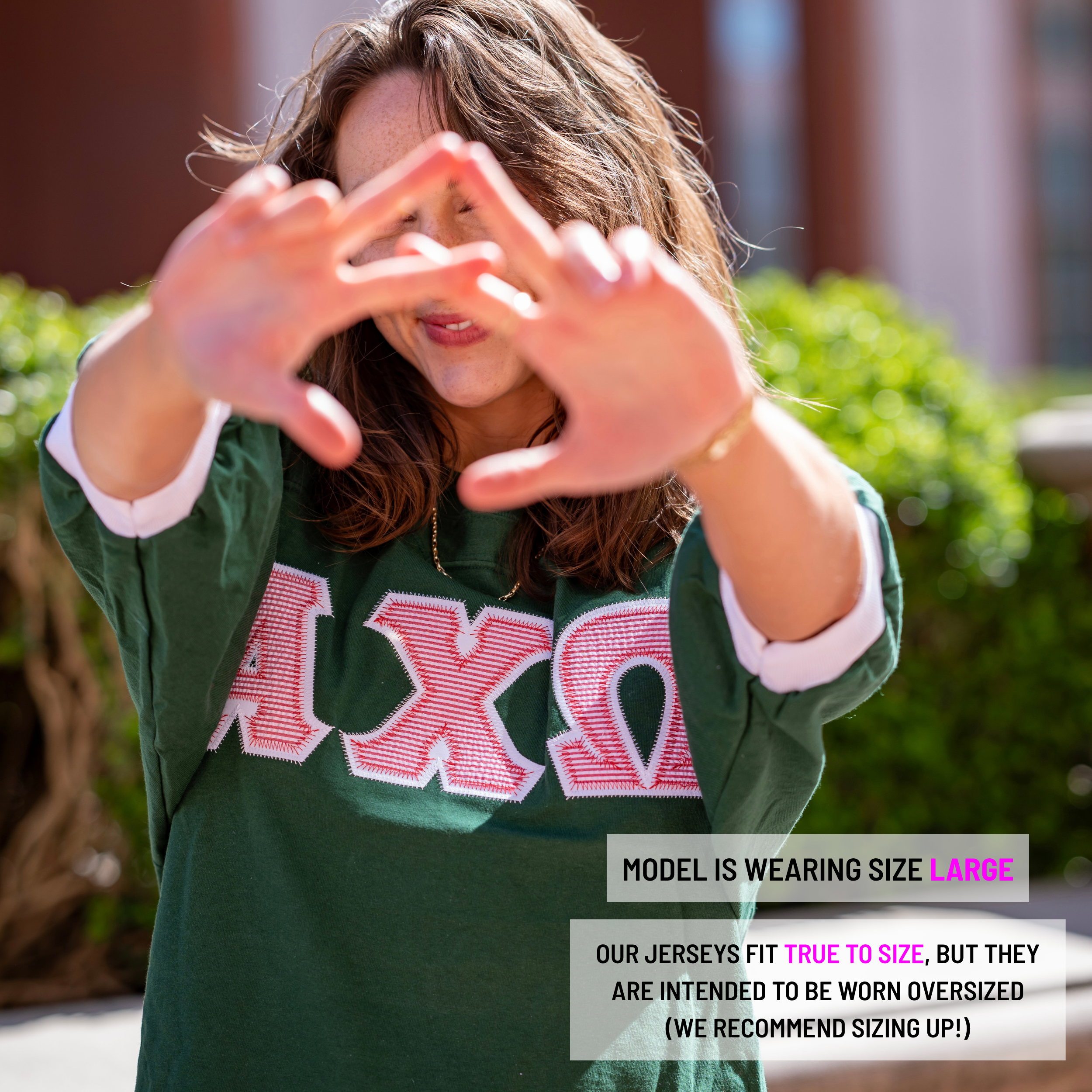 Red Seersucker Greek Letter Crew Neck Jersey