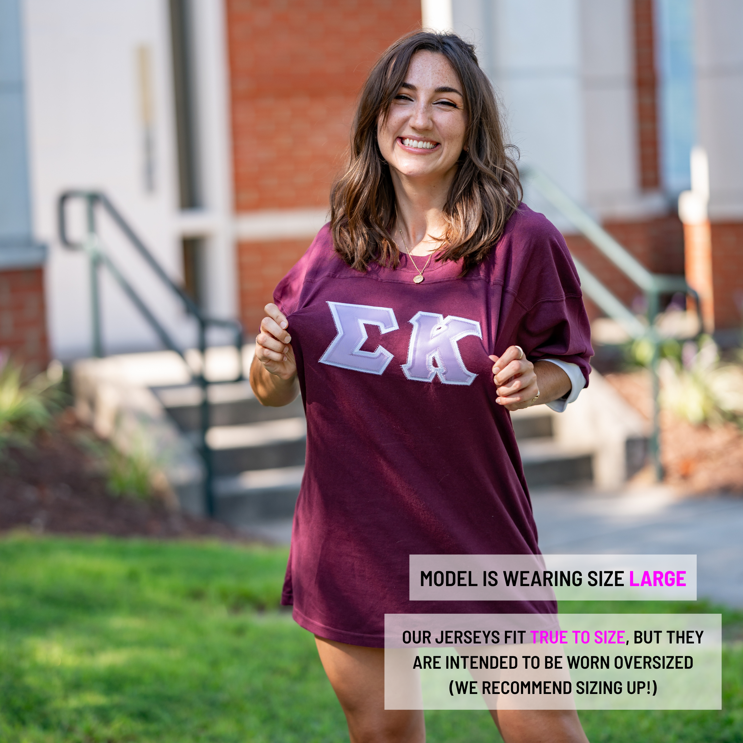Basic Greek Letter Crew Neck Jersey - Sigma Kappa