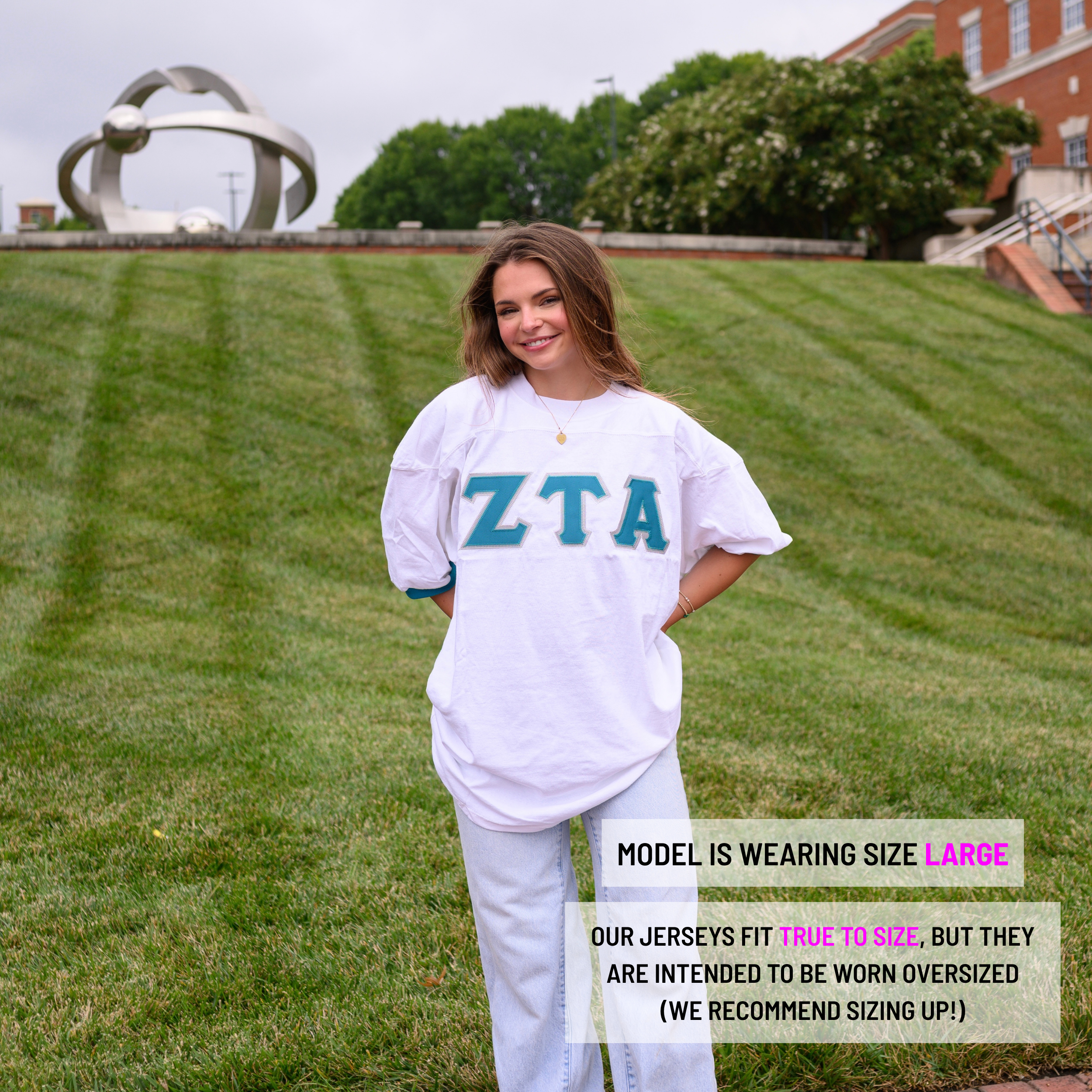 Basic Greek Letter Crew Neck Jersey - Zeta Tau Alpha