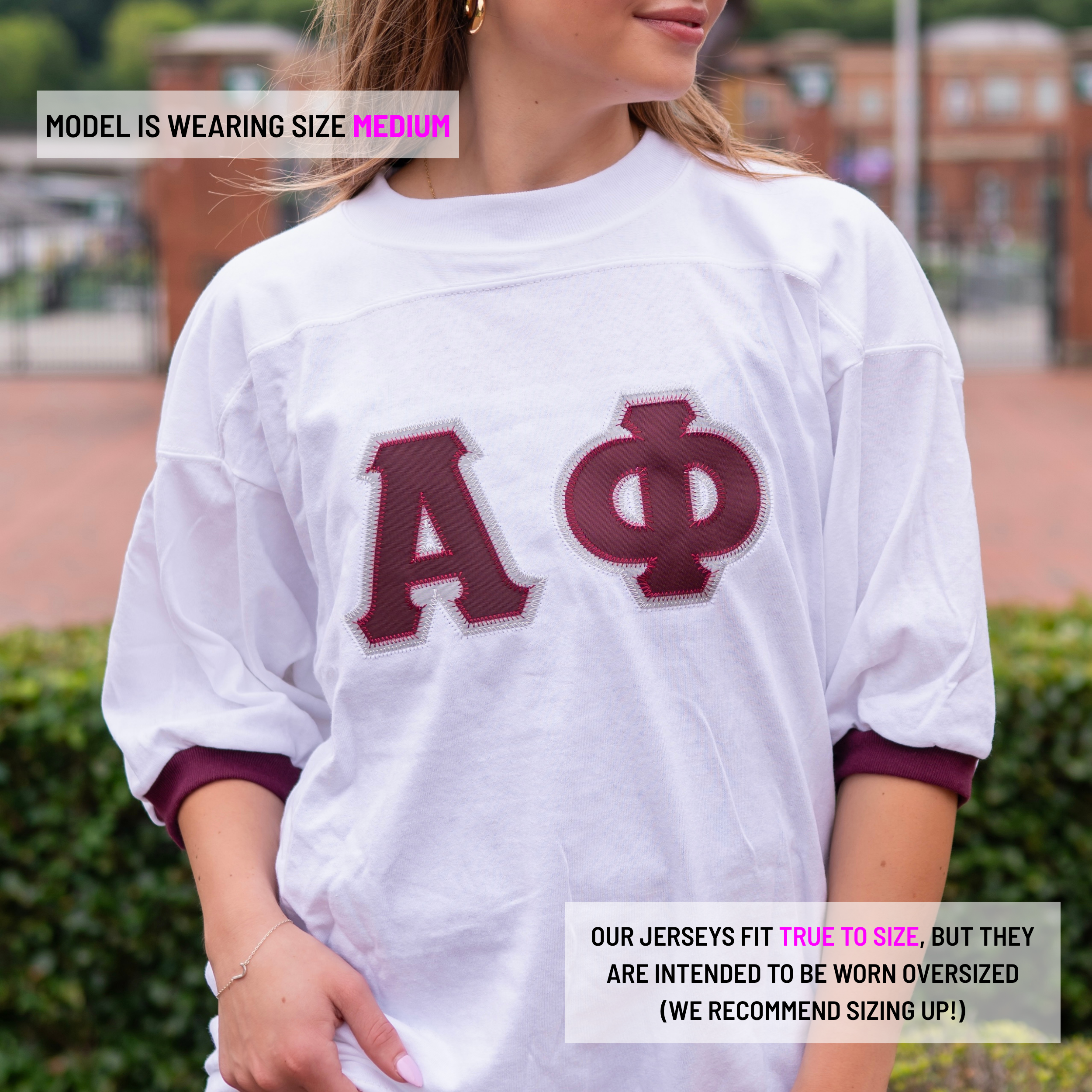 Basic Greek Letter Crew Neck Jersey - Alpha Phi