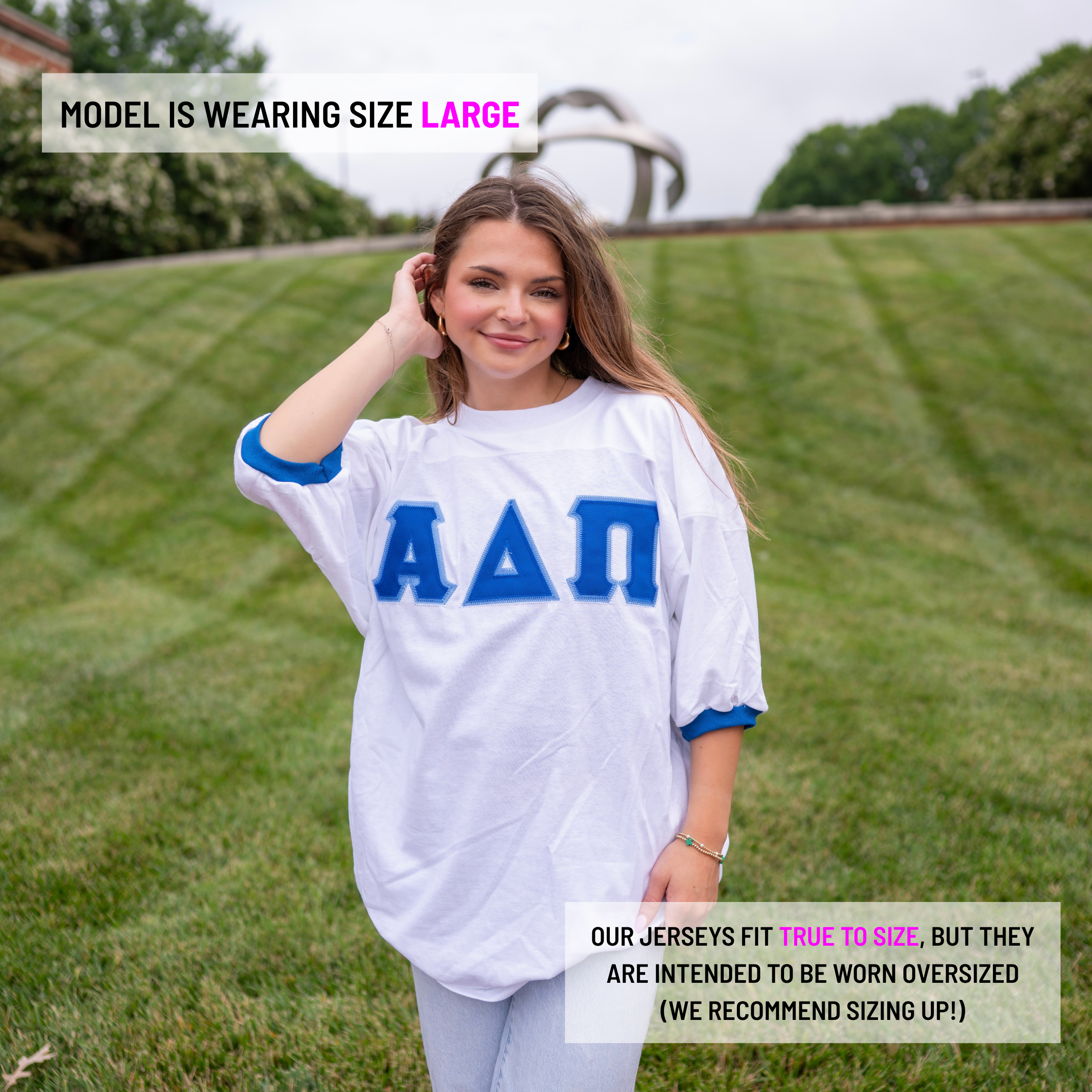 Basic Greek Letter Crew Neck Jersey - Alpha Delta Pi