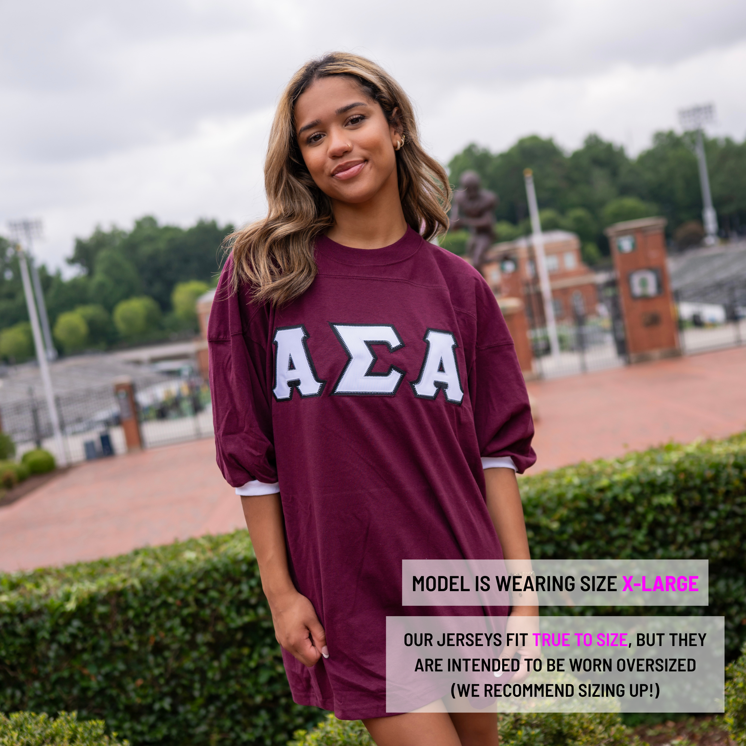 Basic Greek Letter Crew Neck Jersey - Alpha Sigma Alpha
