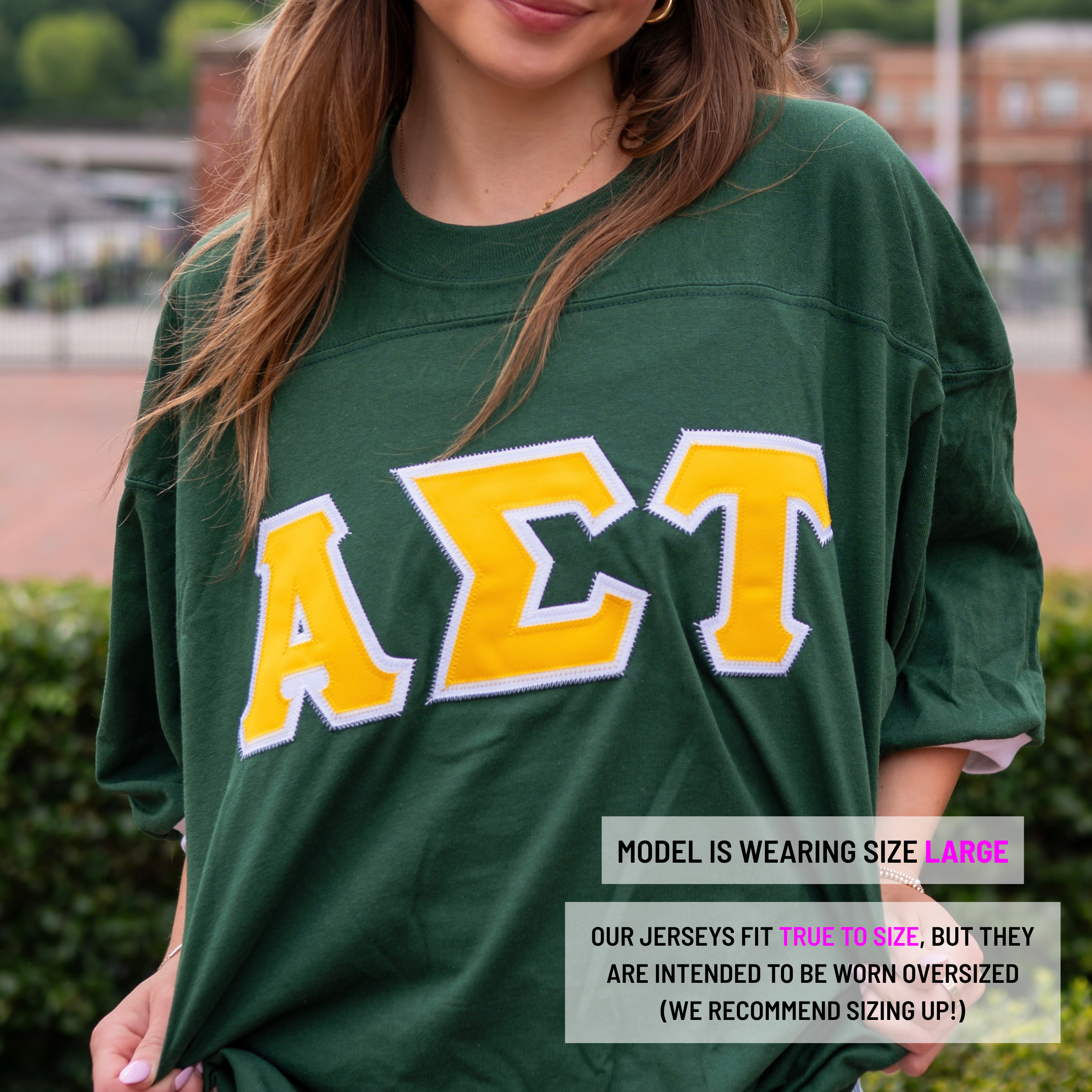 Basic Greek Letter Crew Neck Jersey - Alpha Sigma Tau