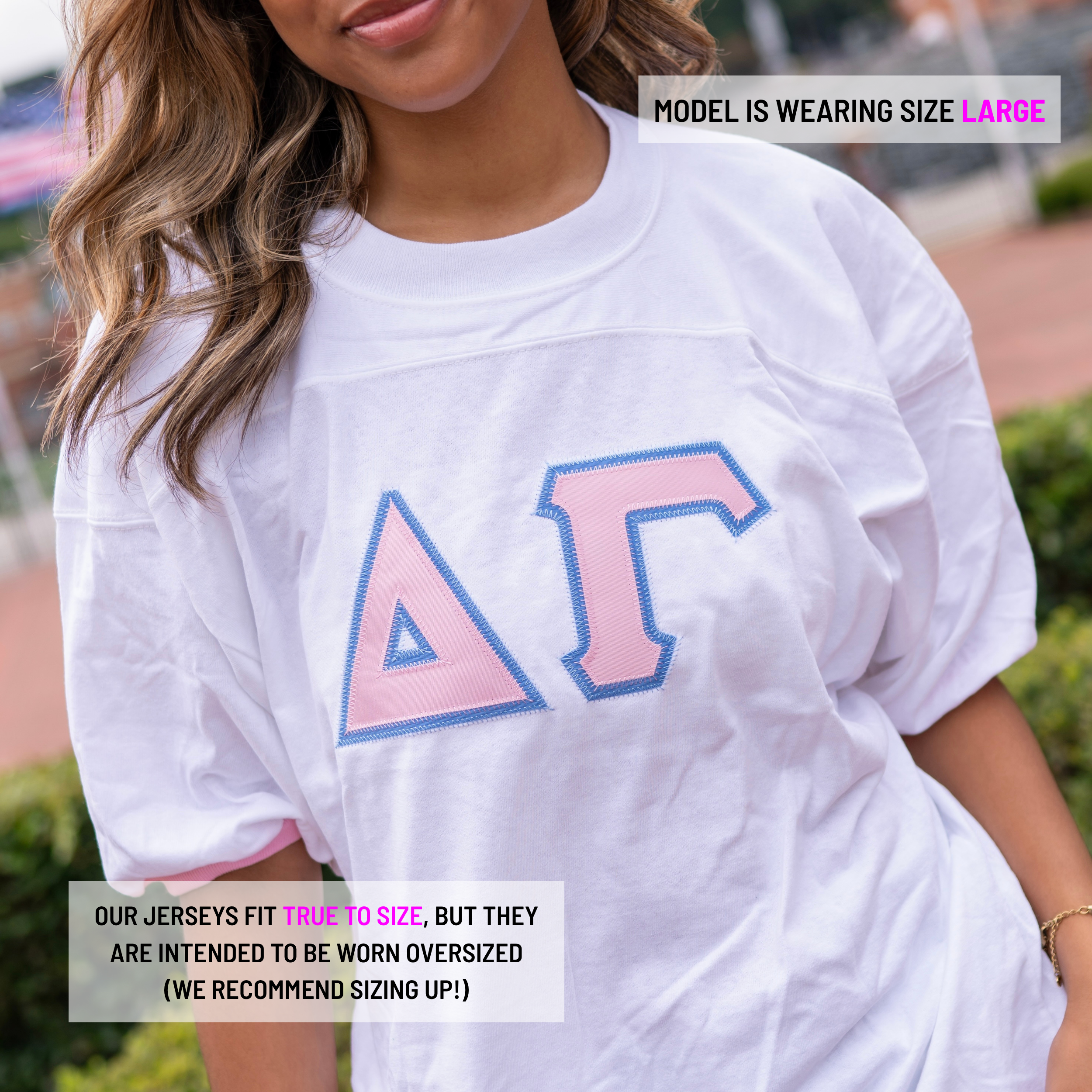 Basic Greek Letter Crew Neck Jersey - Delta Gamma