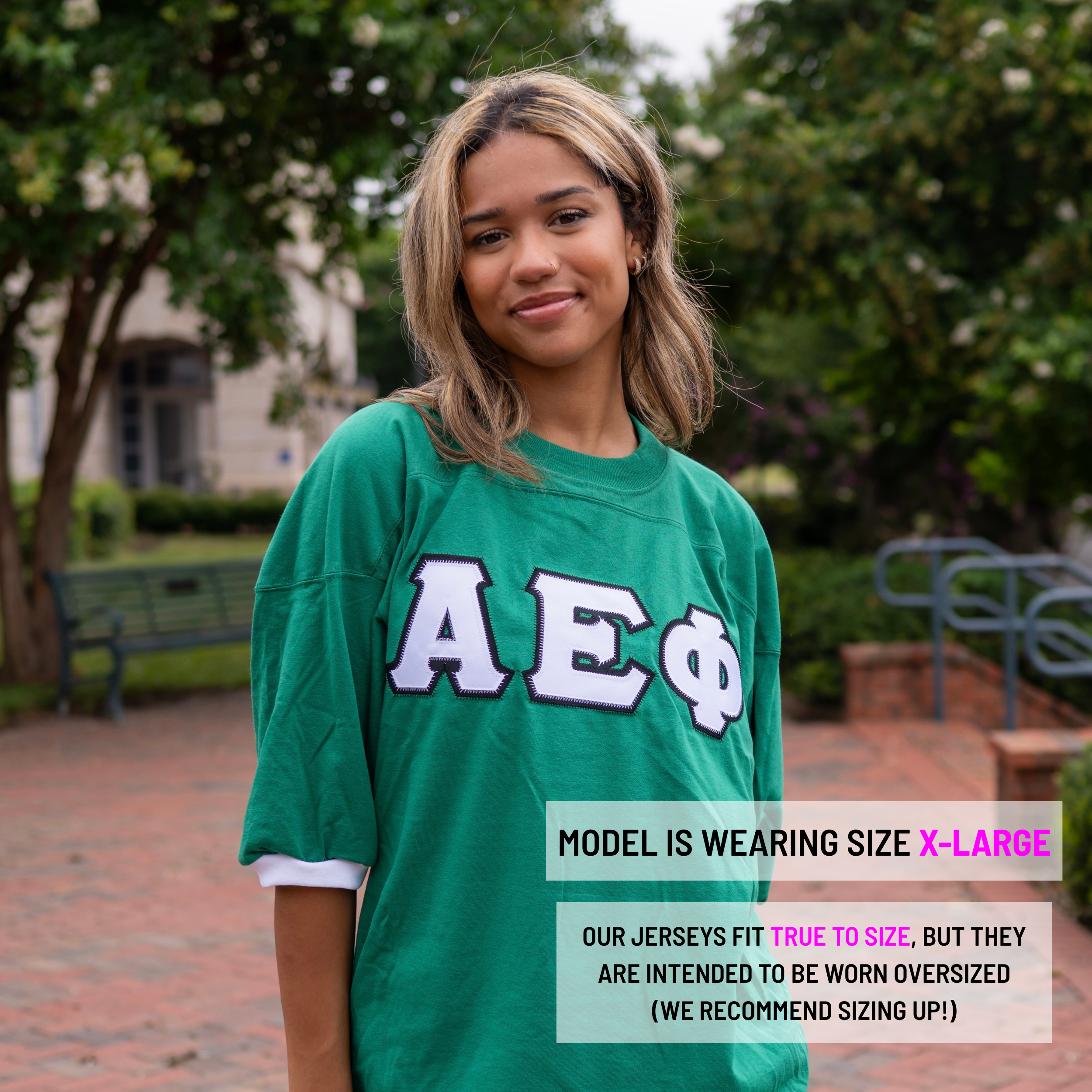 Basic Greek Letter Crew Neck Jersey - Alpha Epsilon Phi