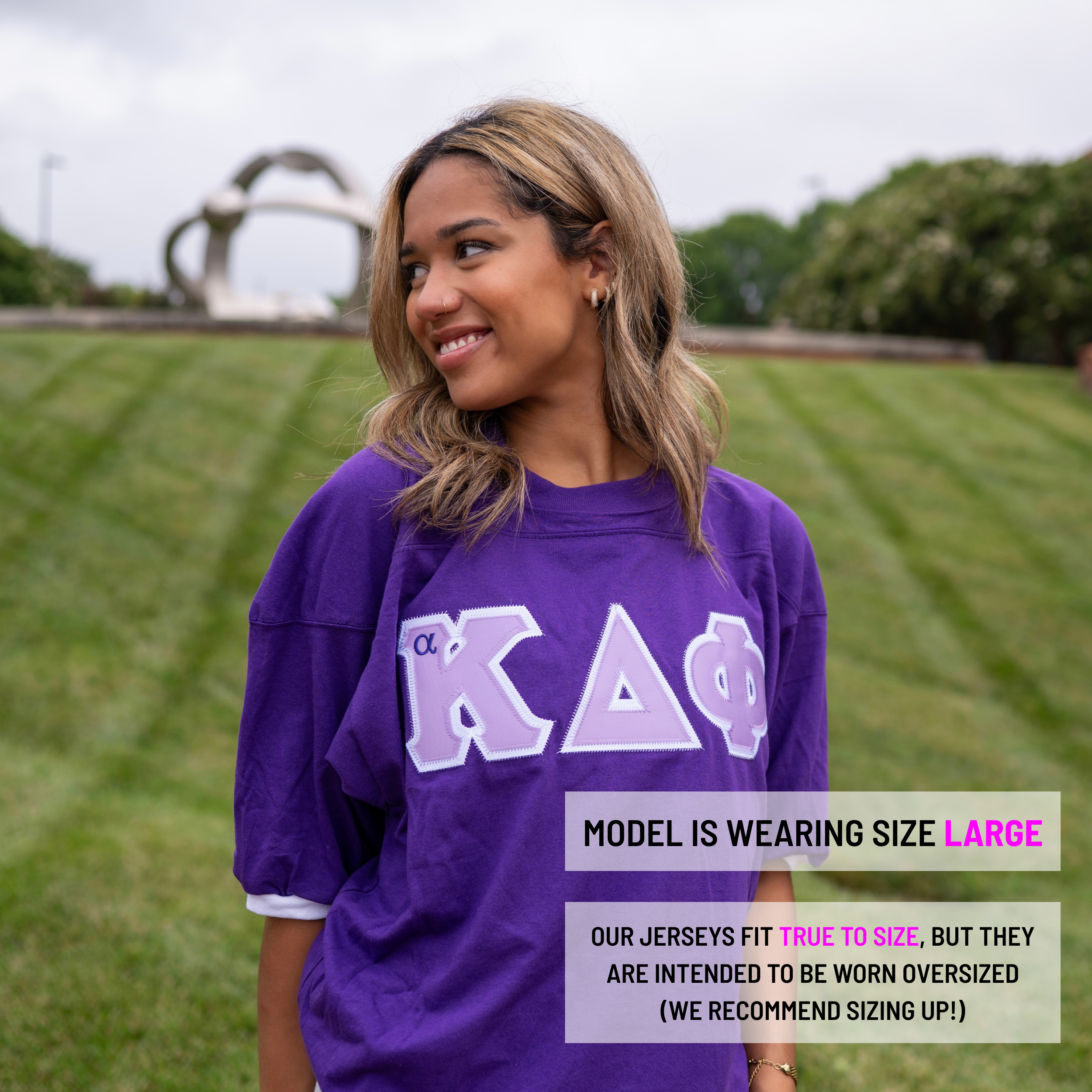 Basic Greek Letter Crew Neck Jersey - alpha Kappa Delta Phi