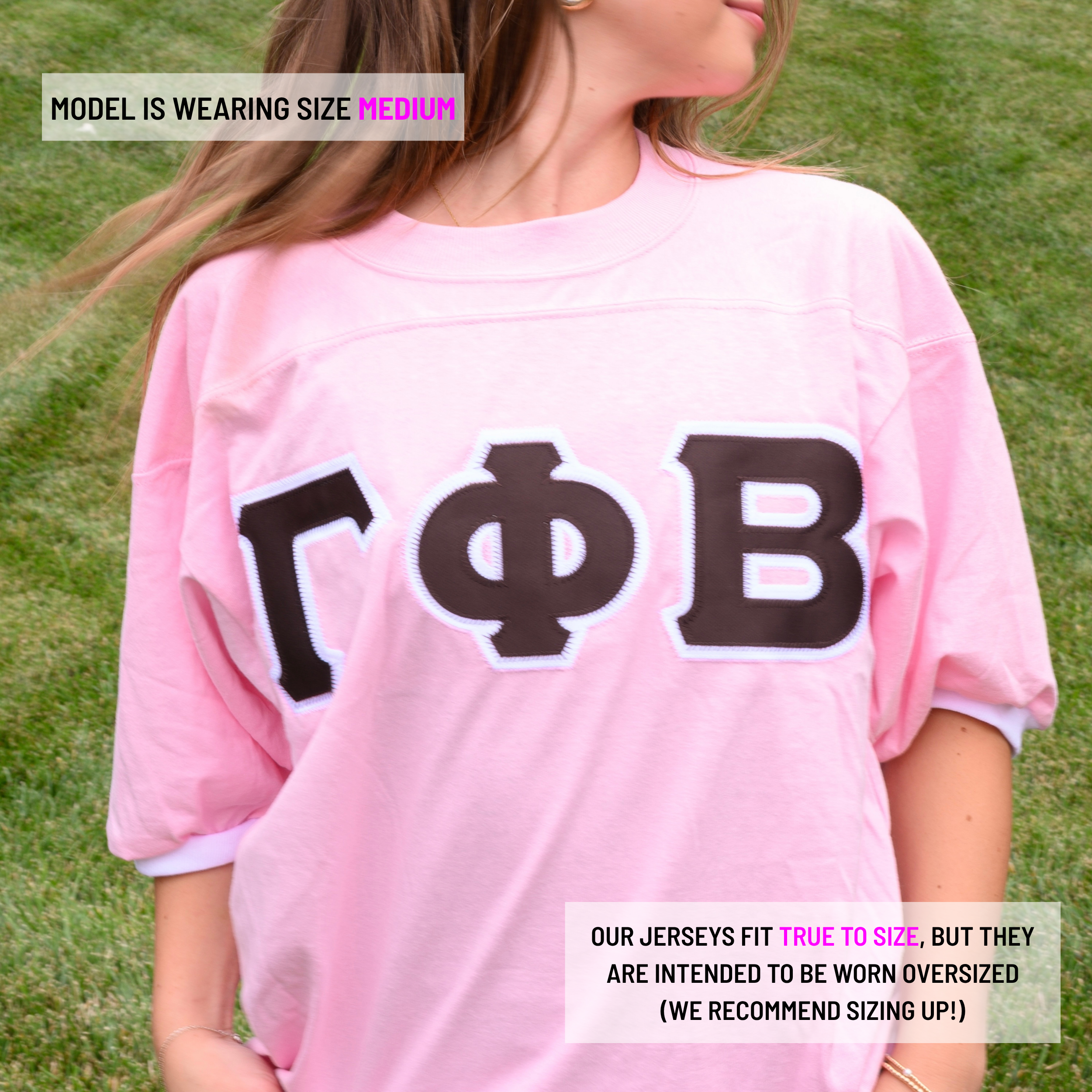 Basic Greek Letter Crew Neck Jersey - Gamma Phi Beta