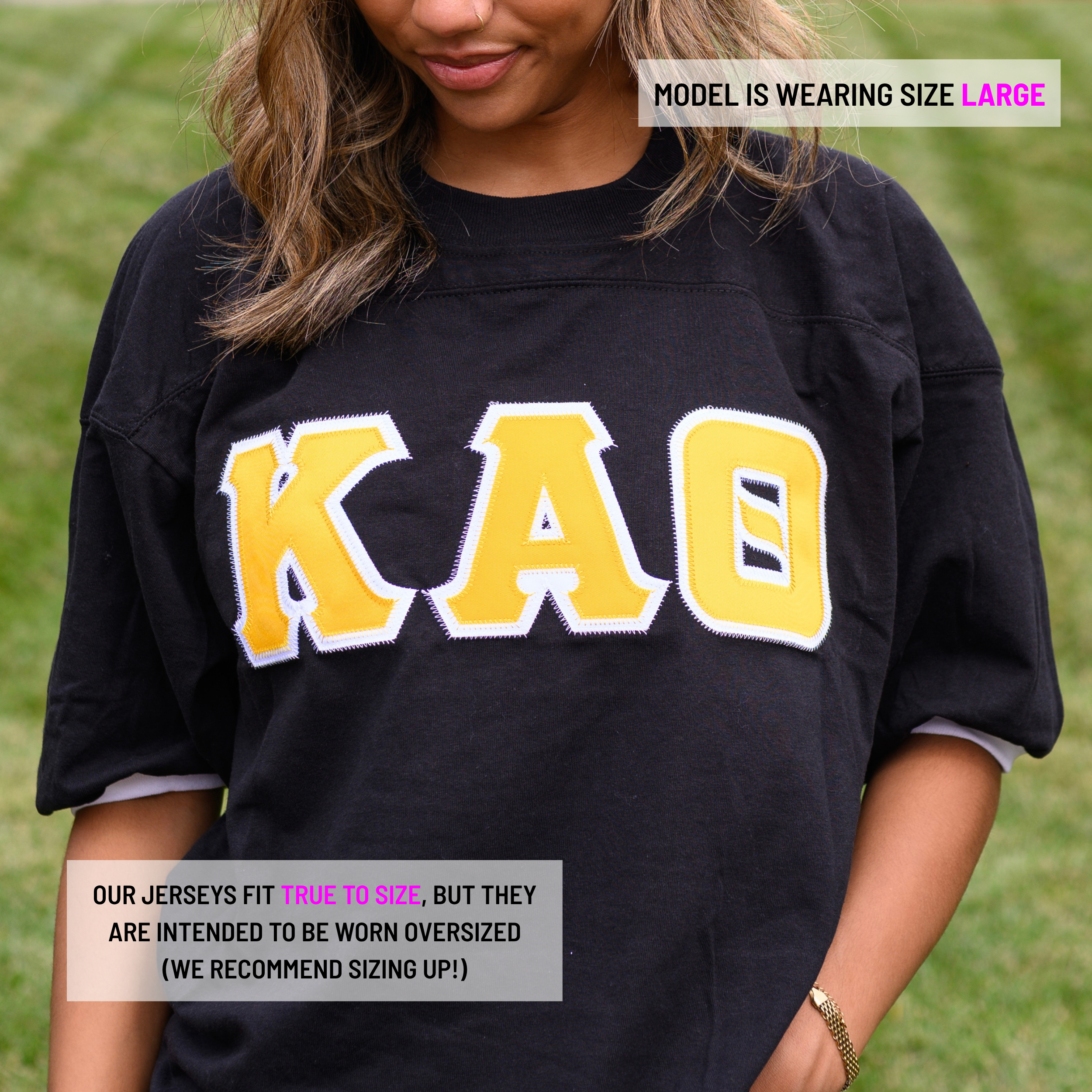 Basic Greek Letter Crew Neck Jersey - Kappa Alpha Theta