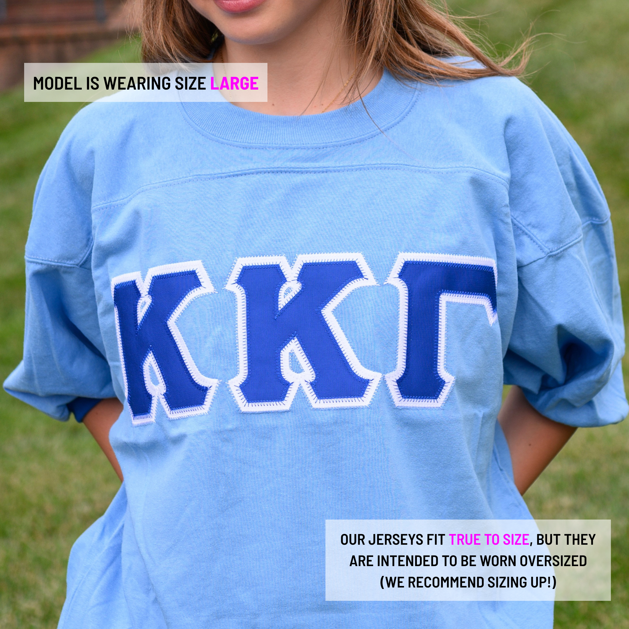 Basic Greek Letter Crew Neck Jersey - Kappa Kappa Gamma