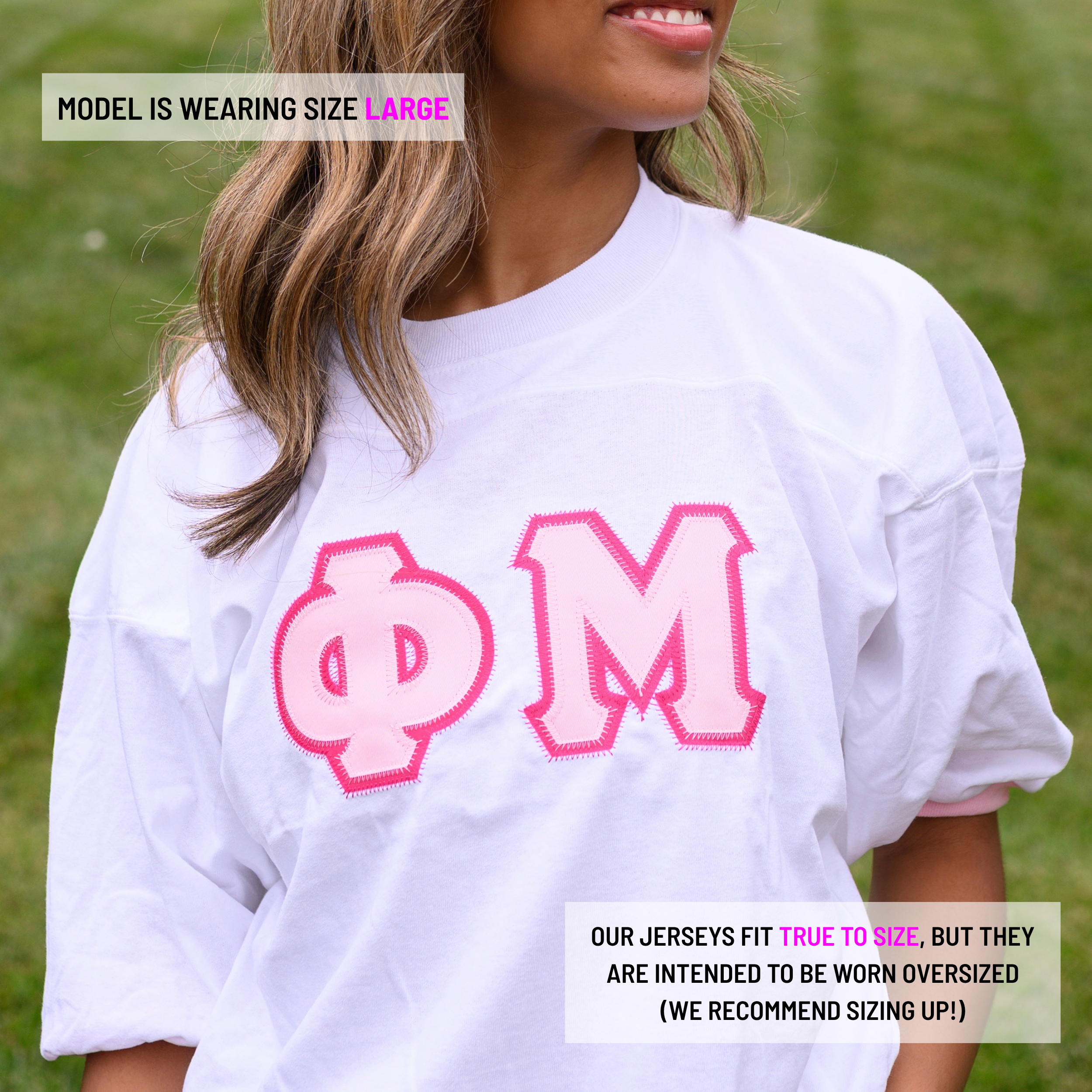 Basic Greek Letter Crew Neck Jersey - Phi Mu