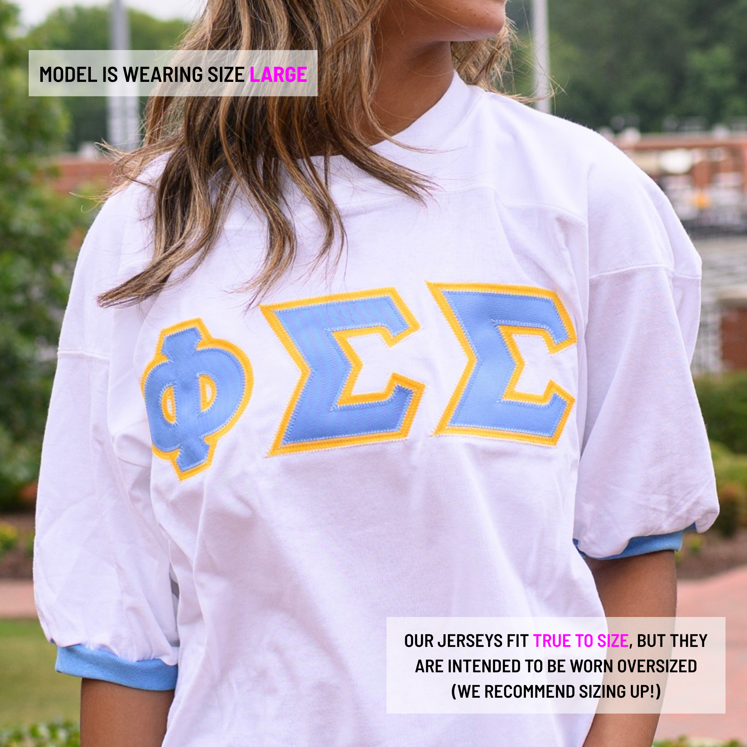 Basic Greek Letter Crew Neck Jersey - Phi Sigma Sigma