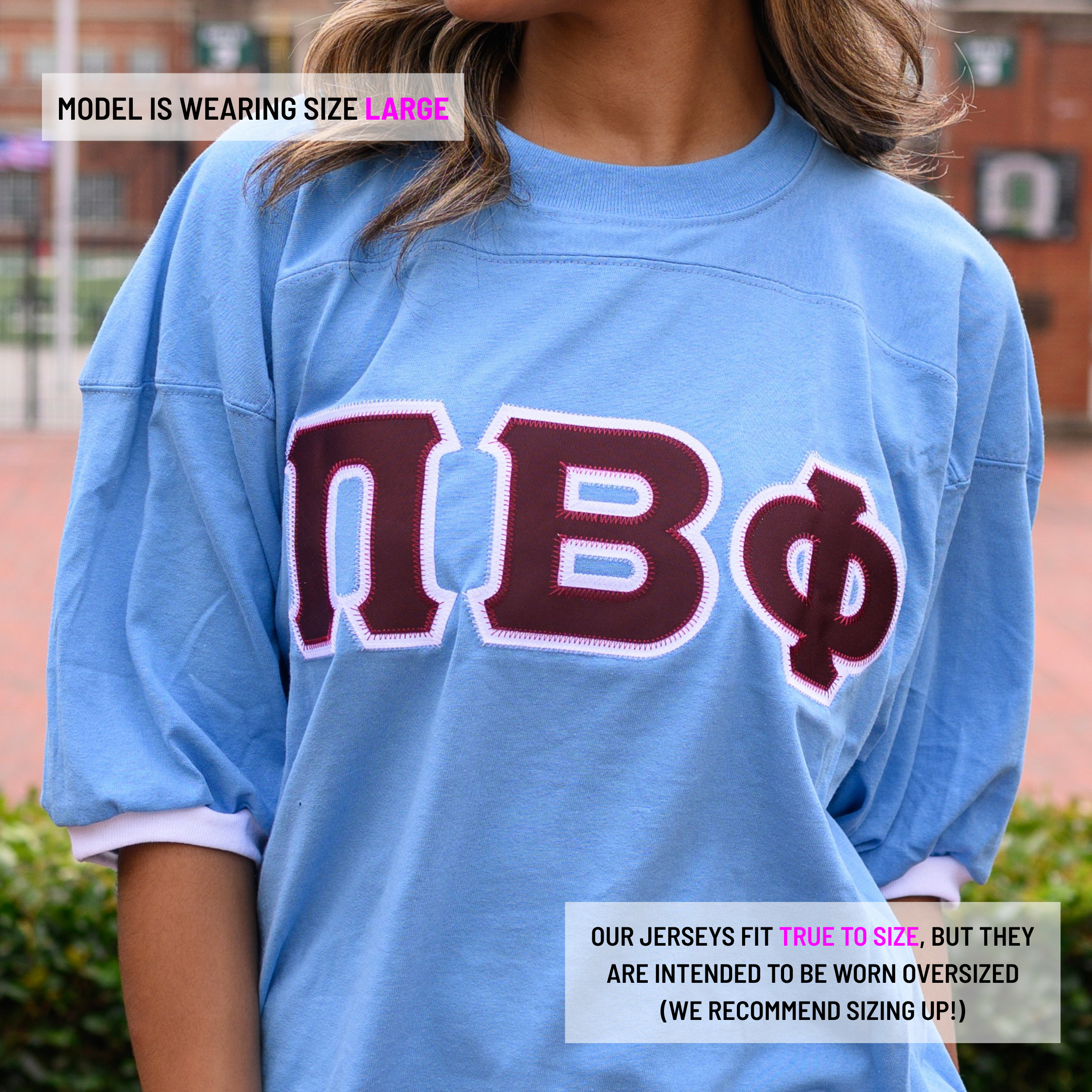 Basic Greek Letter Crew Neck Jersey - Pi Beta Phi