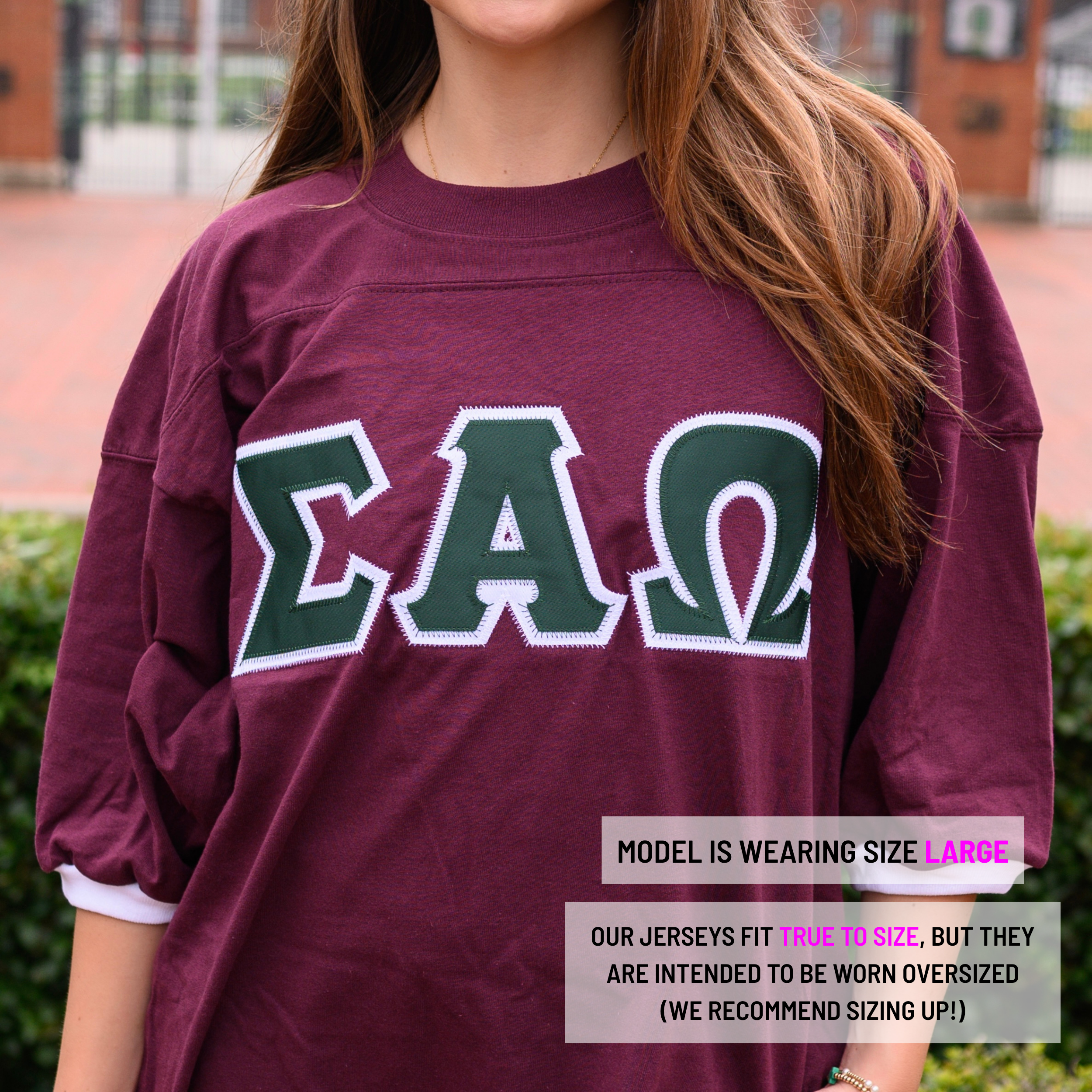 Basic Greek Letter Crew Neck Jersey - Sigma Alpha Omega
