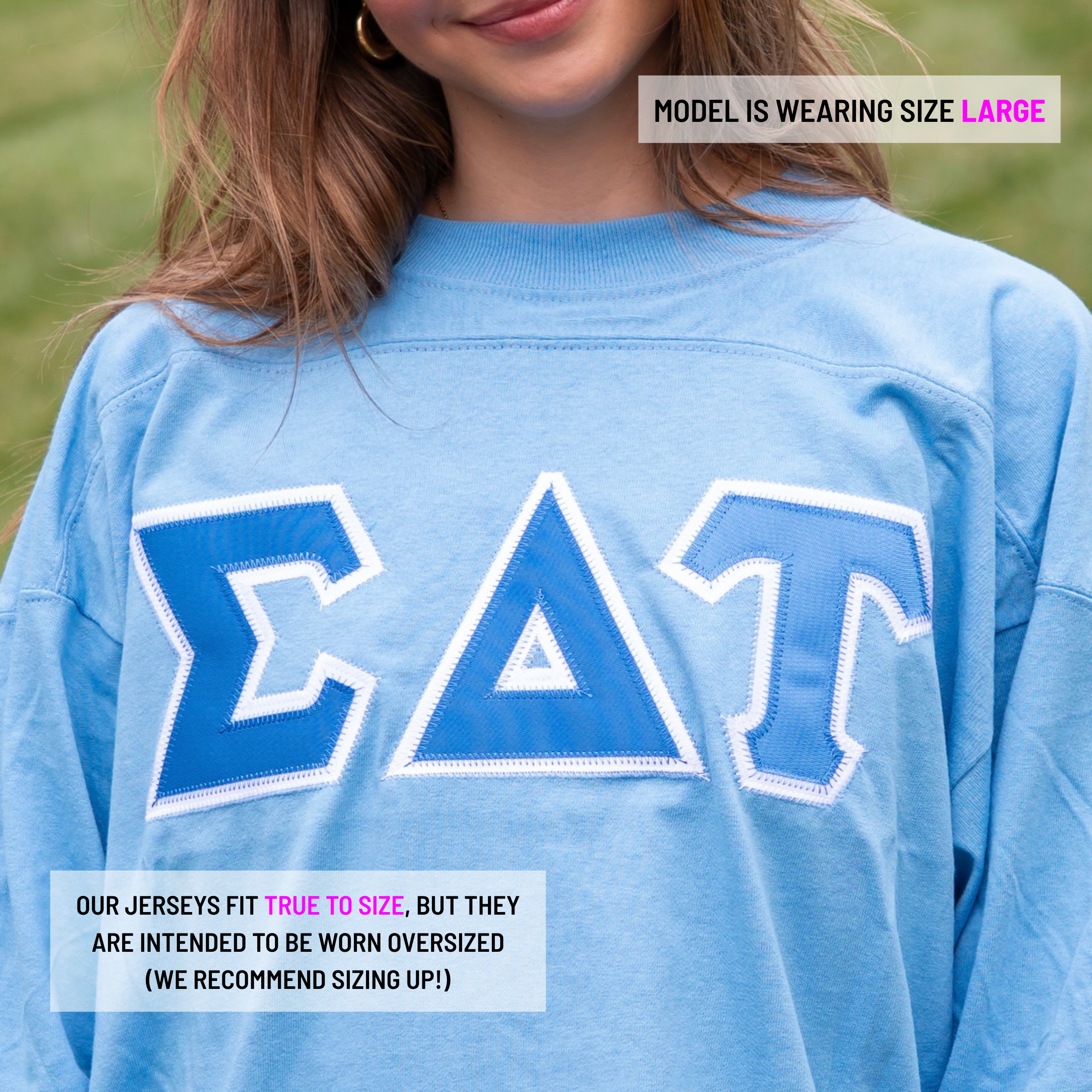 Basic Greek Letter Crew Neck Jersey - Sigma Delta Tau