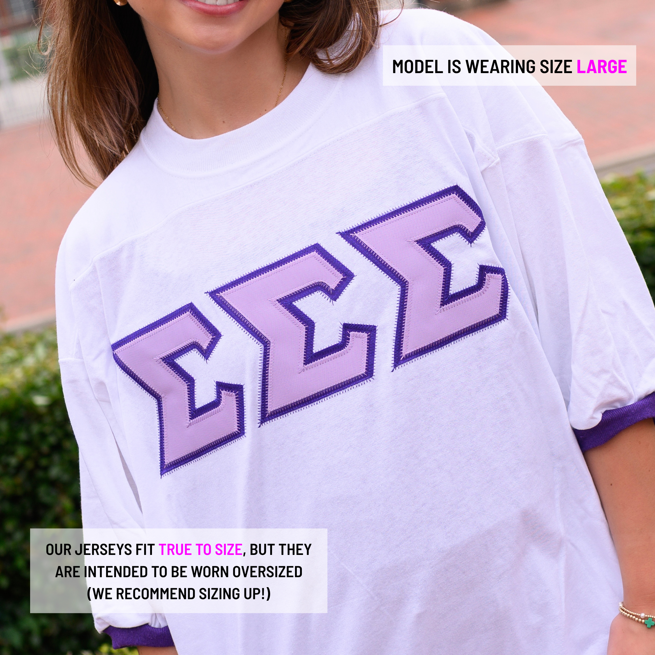 Basic Greek Letter Crew Neck Jersey - Sigma Sigma Sigma