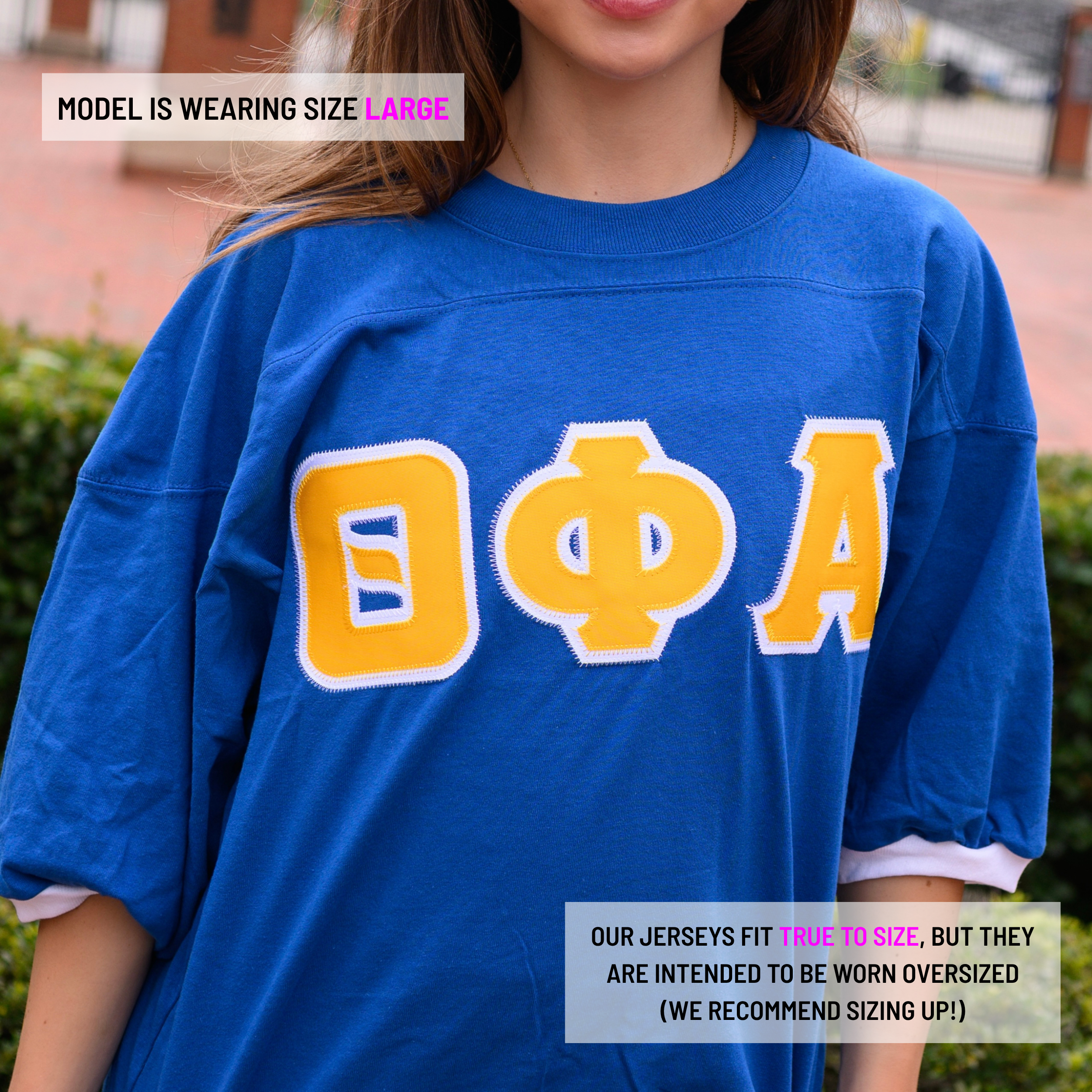 Basic Greek Letter Crew Neck Jersey - Theta Phi Alpha