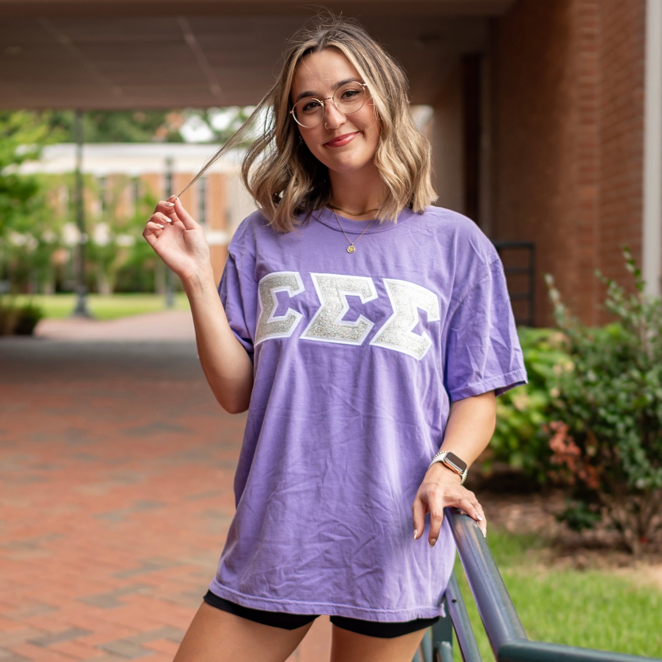 Silver Glitter Greek Letter Shirt - Sigma Sigma Sigma