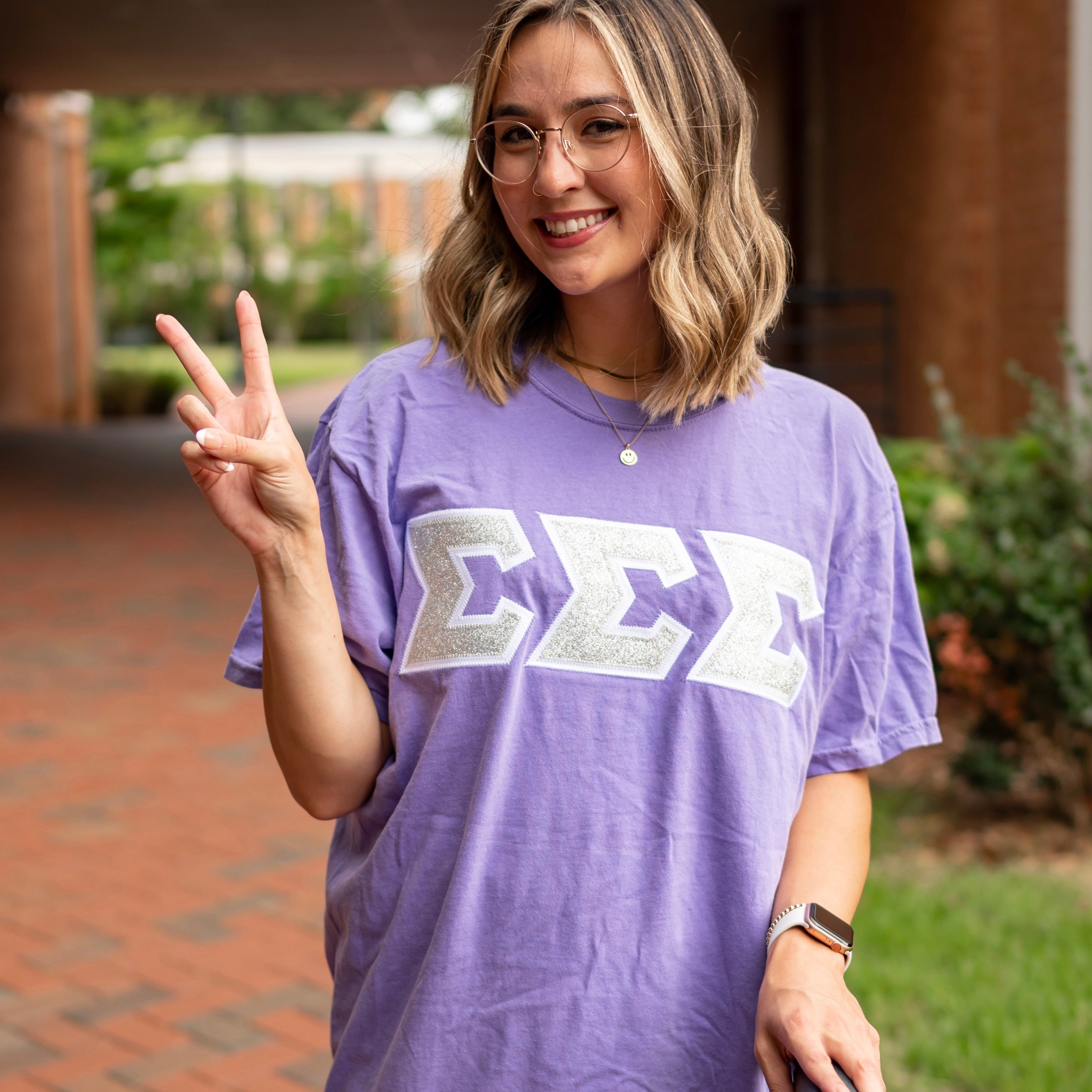 Silver Glitter Greek Letter Shirt - Sigma Sigma Sigma