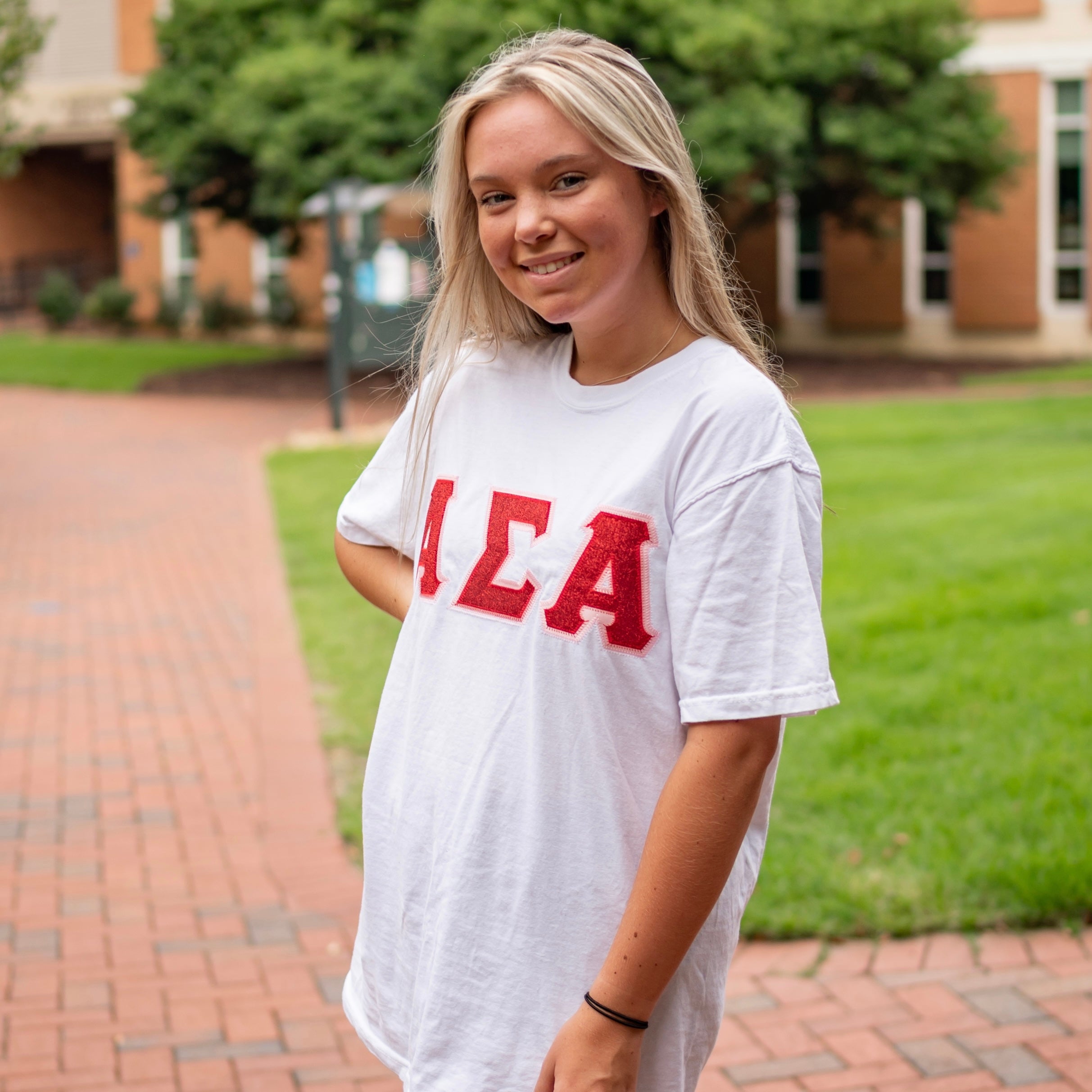 Red Glitter Greek Letter Shirt - Alpha Sigma Alpha