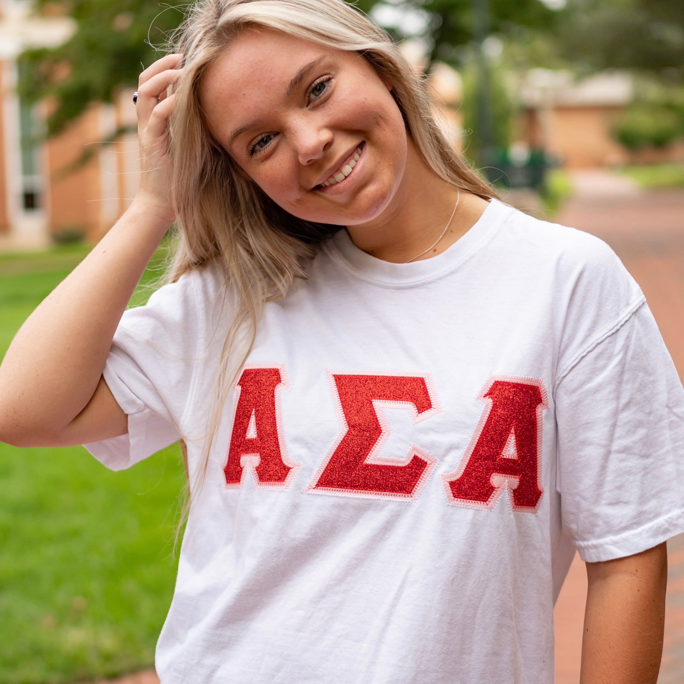 Red Glitter Greek Letter Shirt - Alpha Sigma Alpha