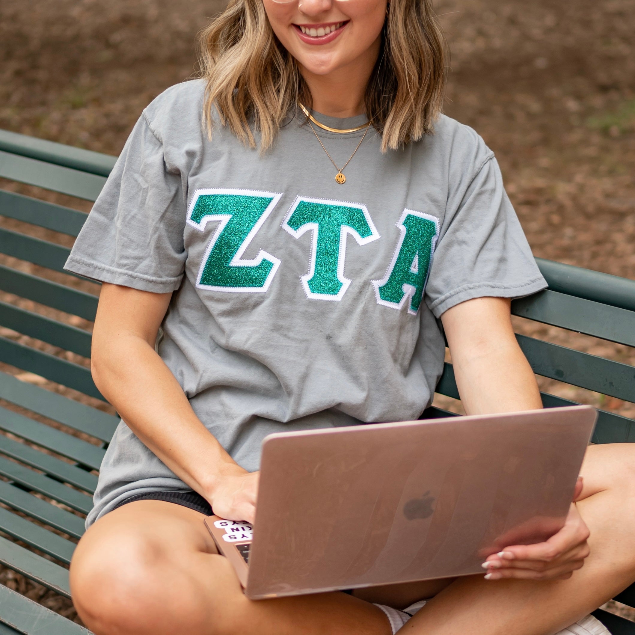 Turquoise Glitter Greek Letter Shirt - Zeta Tau Alpha