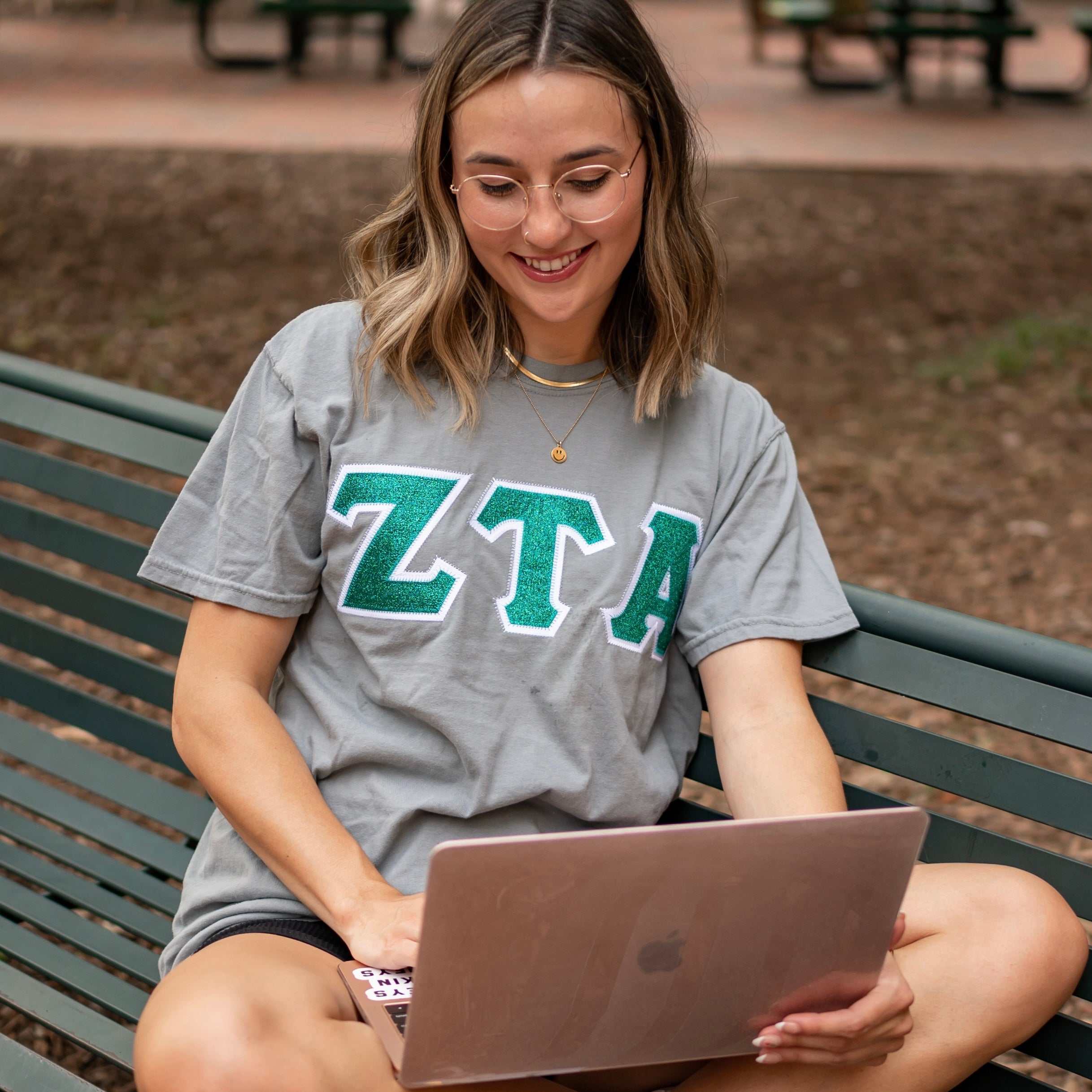 Turquoise Glitter Greek Letter Shirt - Zeta Tau Alpha