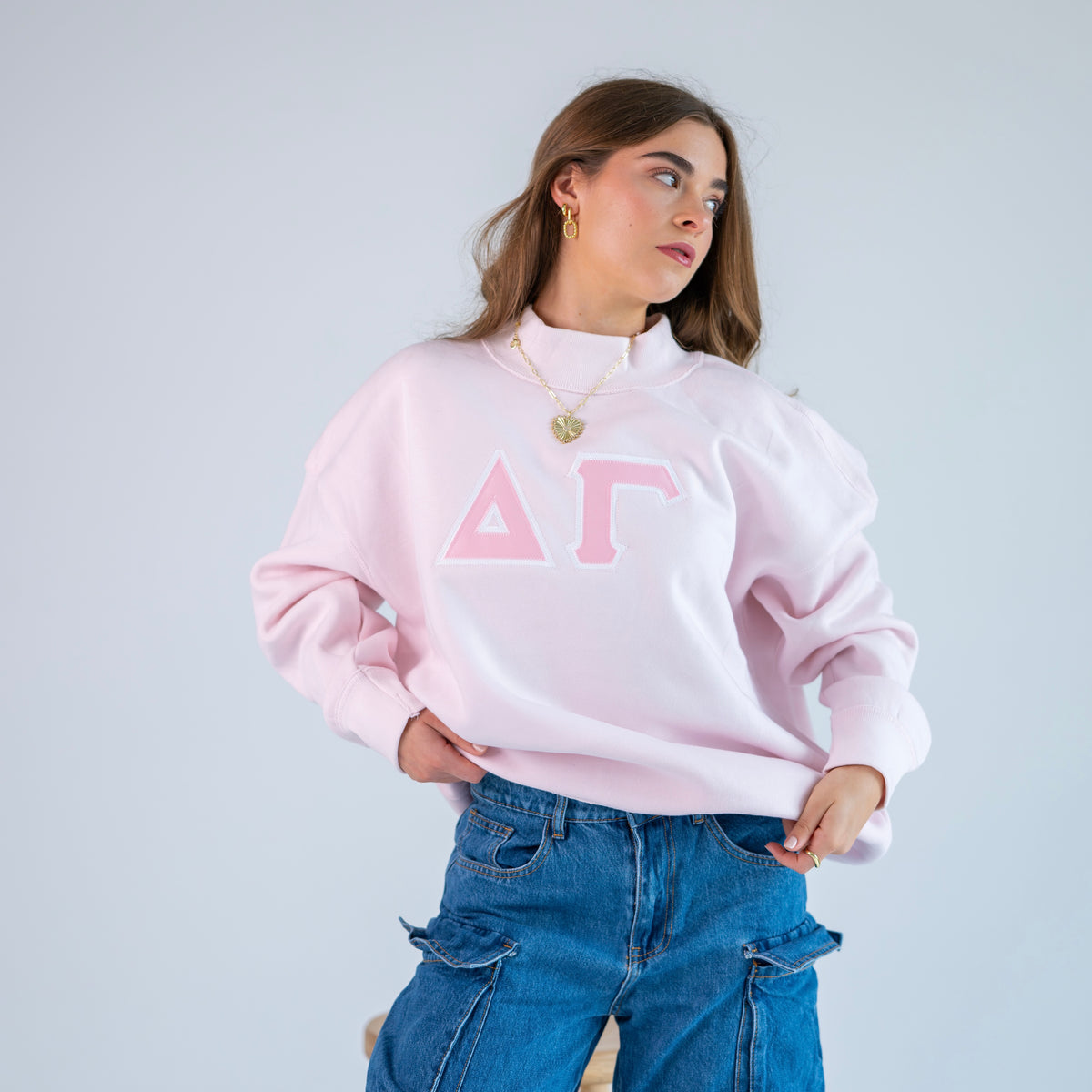 Basic Greek Letter Mockneck Sweatshirt