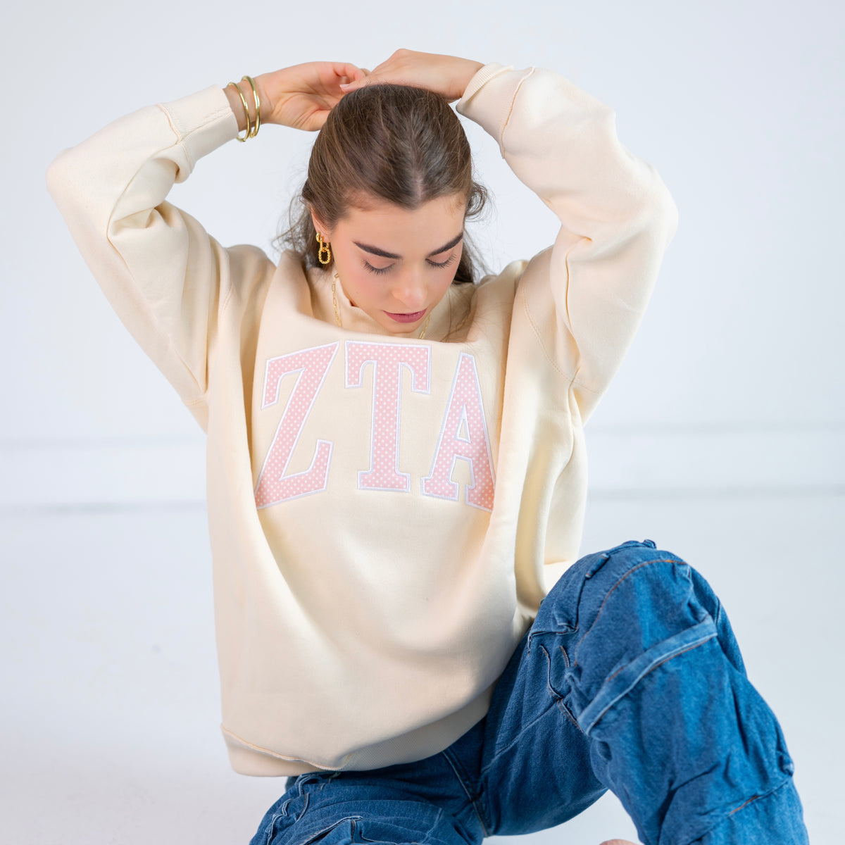 Iconic Polka Dot Greek Letter Mockneck Sweatshirt