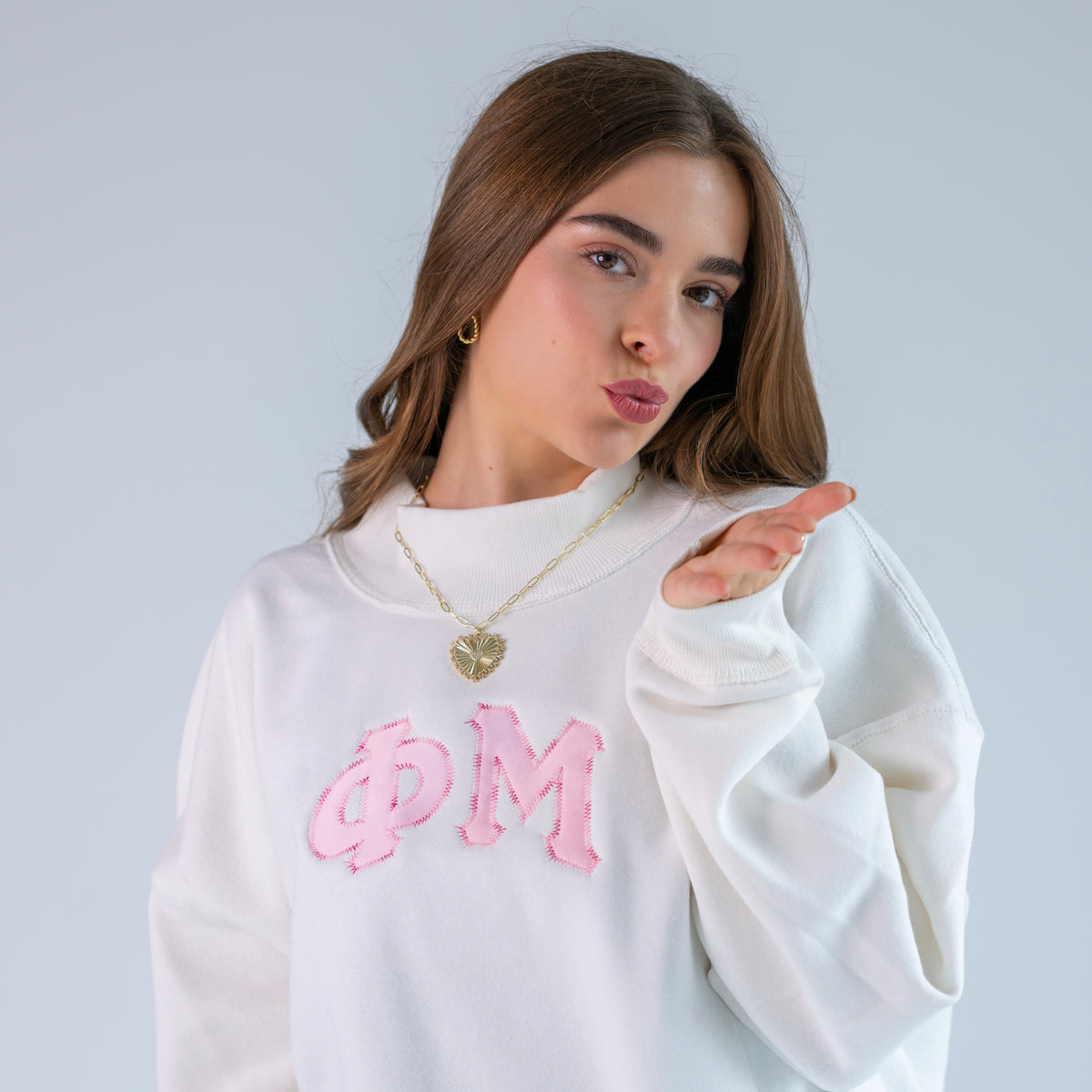 That Girl Pink Rainbow Thread Mockneck Sweatshirt - Phi Mu