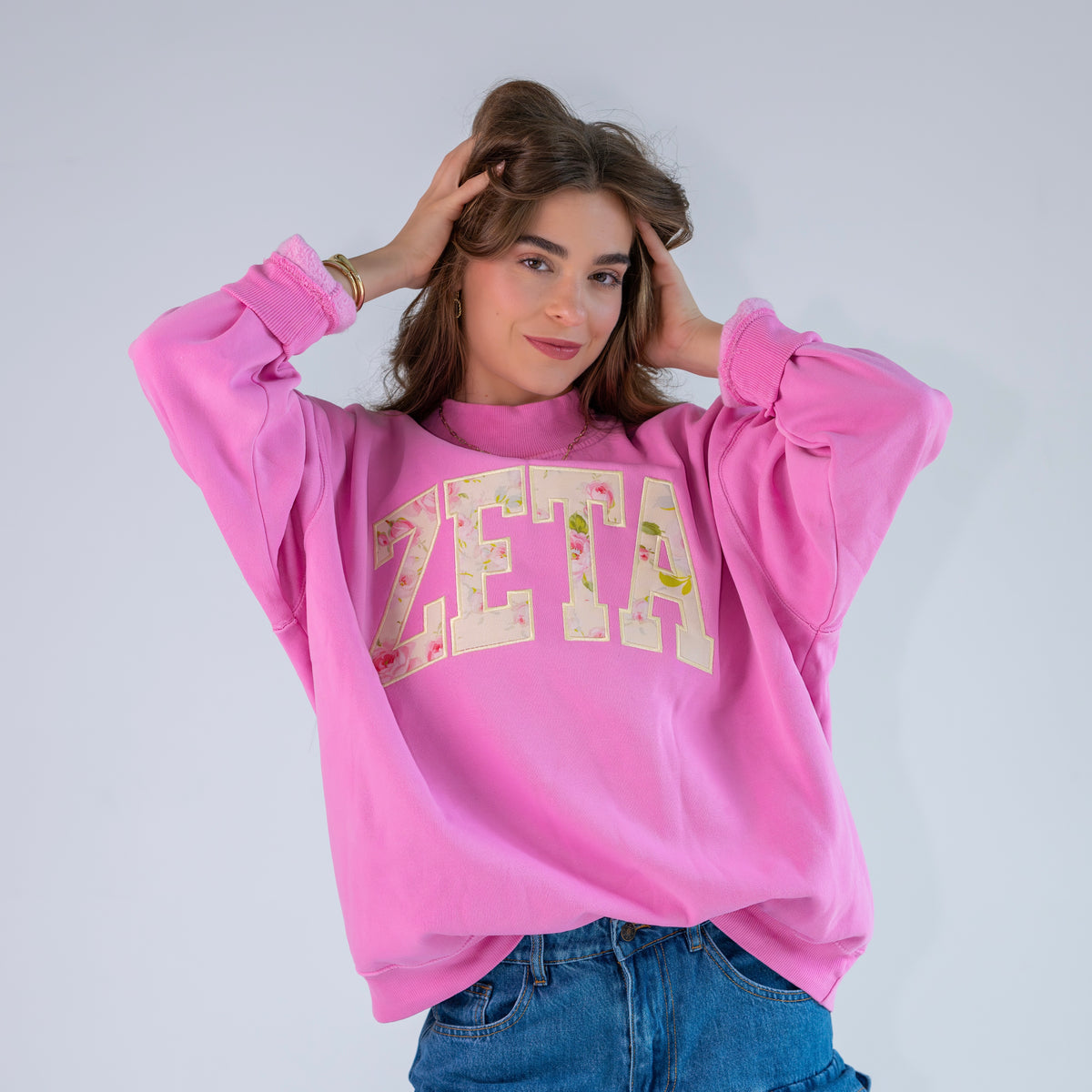 Main Character Light Yellow Floral Mockneck Sweatshirt