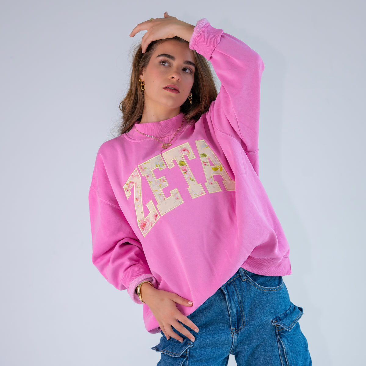 Main Character Light Yellow Floral Mockneck Sweatshirt