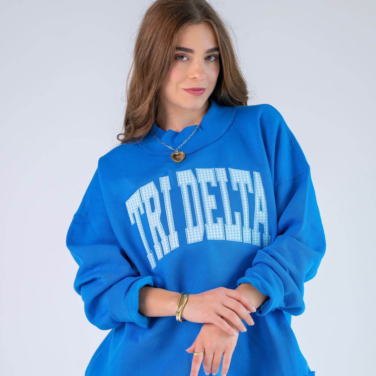 Main Character Gingham Mockneck Sweatshirt