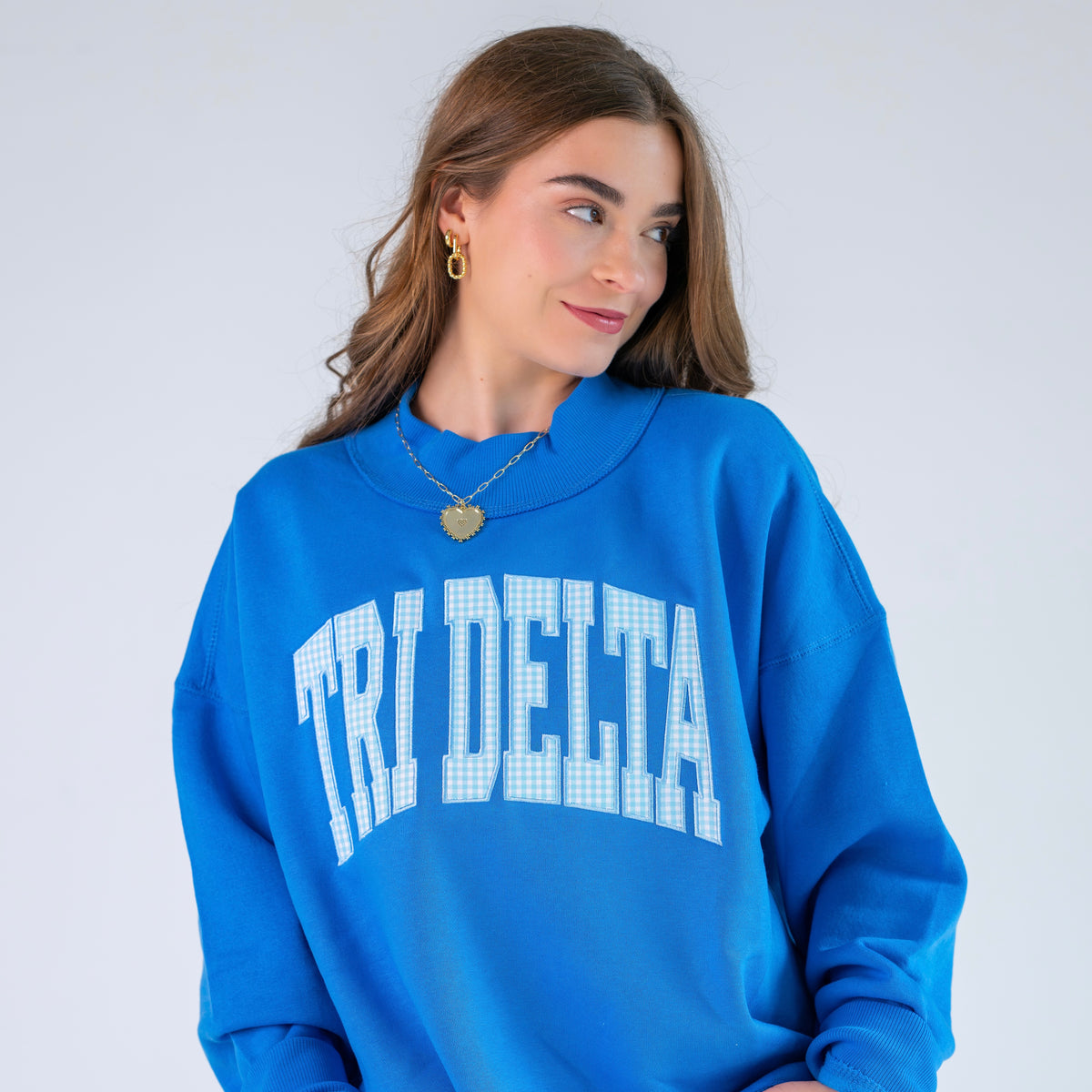 Main Character Gingham Mockneck Sweatshirt