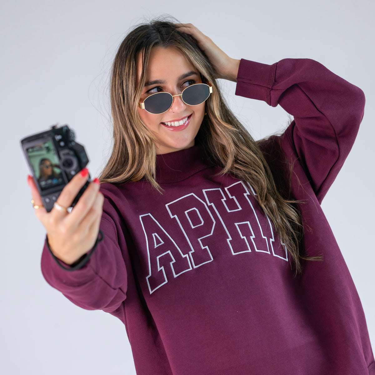 Main Character Embroidered Mockneck Sweatshirt