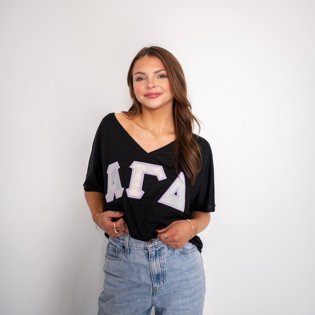 Silver Iridescent Greek Letter Shirt