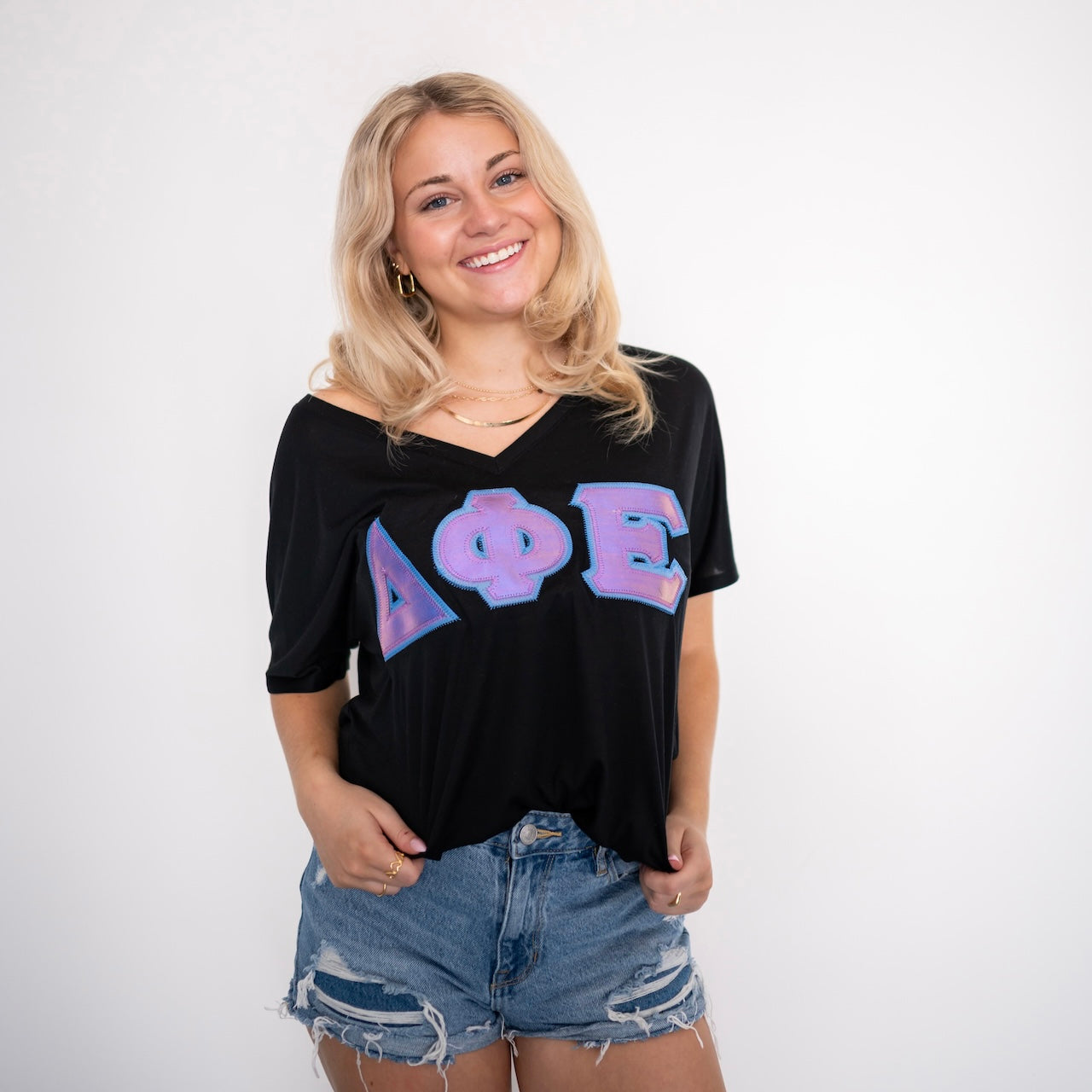 Purple Iridescent Greek Letter Shirt