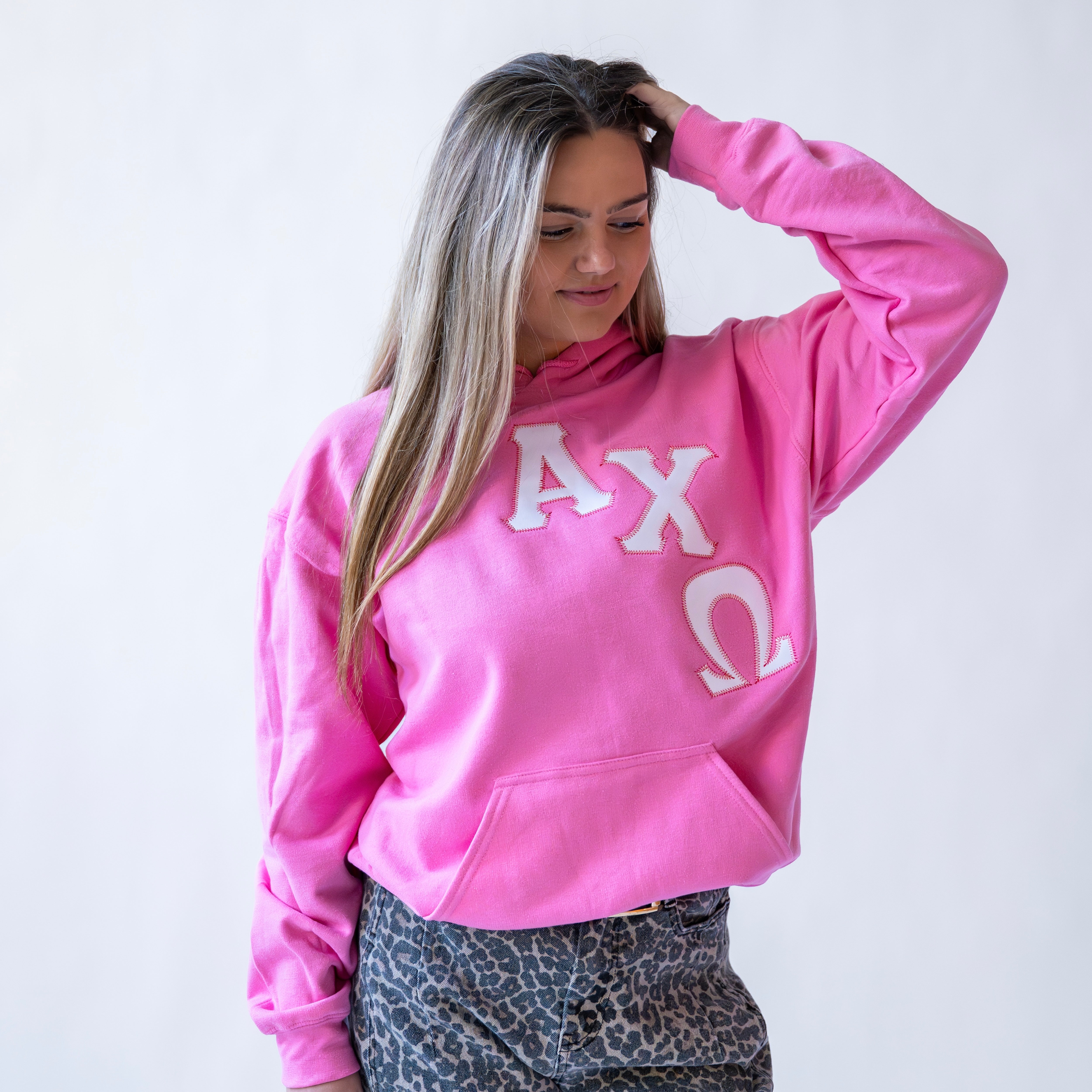 Asymmetrical Greek Letter Hooded Sweatshirt - Alpha Chi Omega