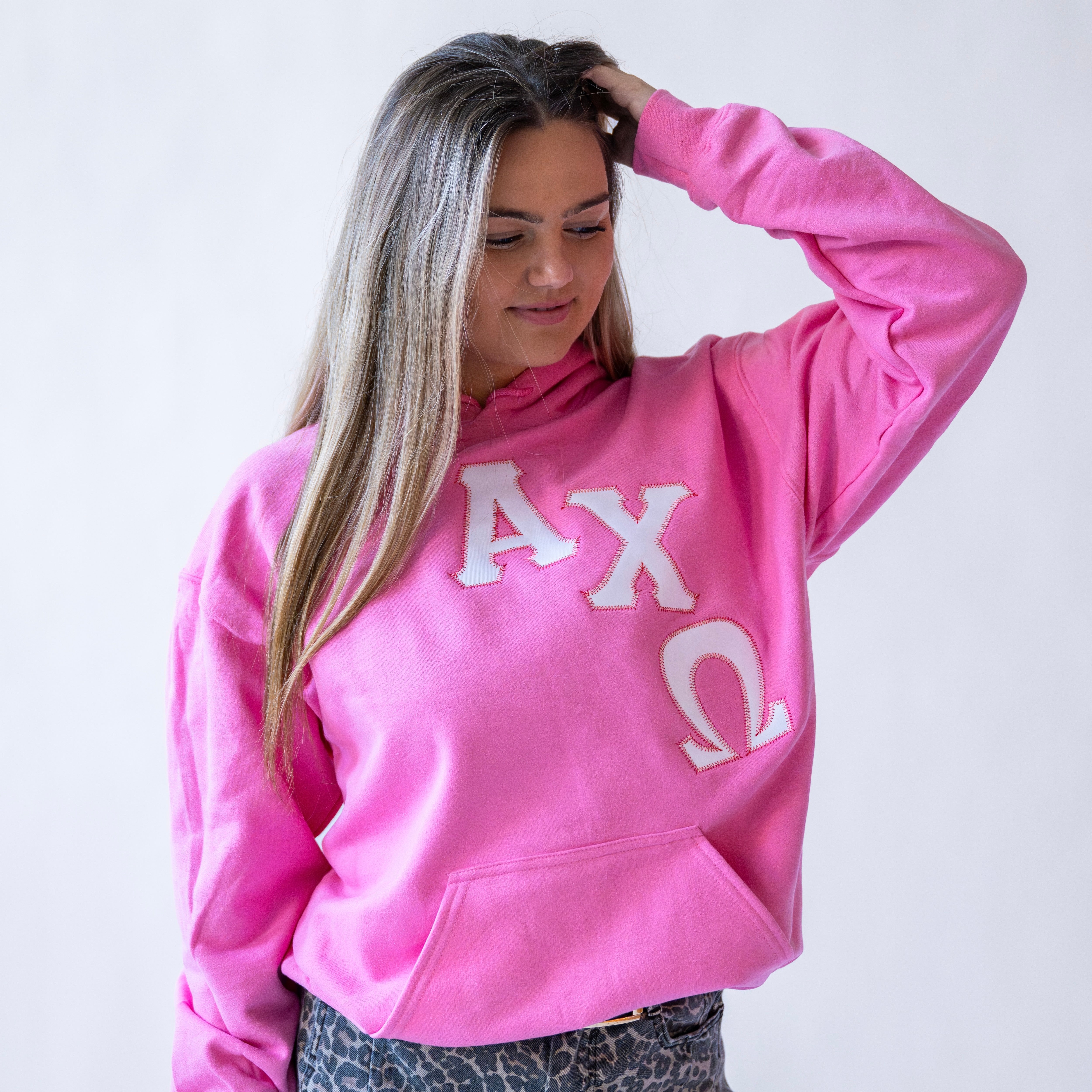 Asymmetrical Greek Letter Hooded Sweatshirt - Alpha Chi Omega