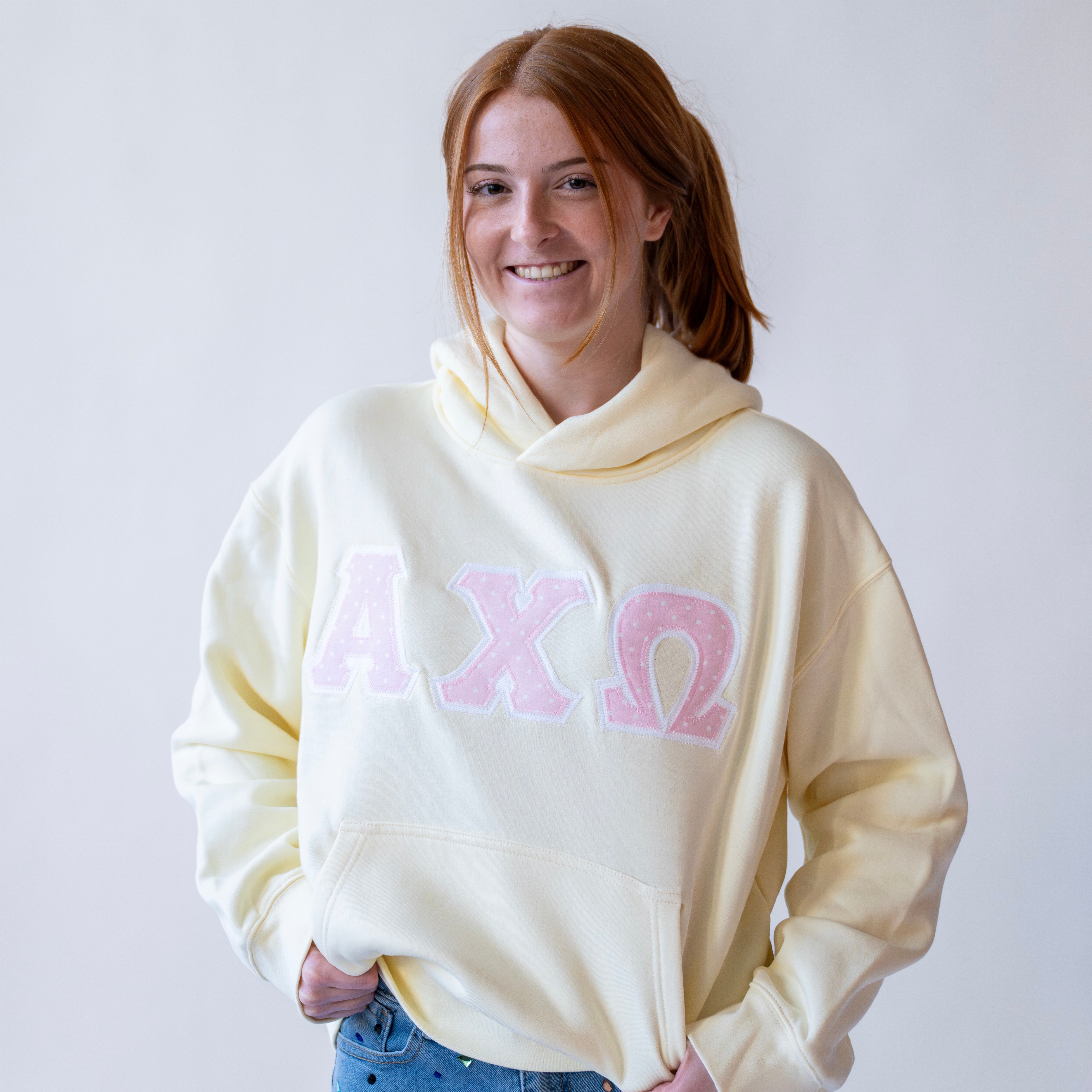 Pink Polka Dot Hoodie Sweatshirt - Alpha Chi Omega