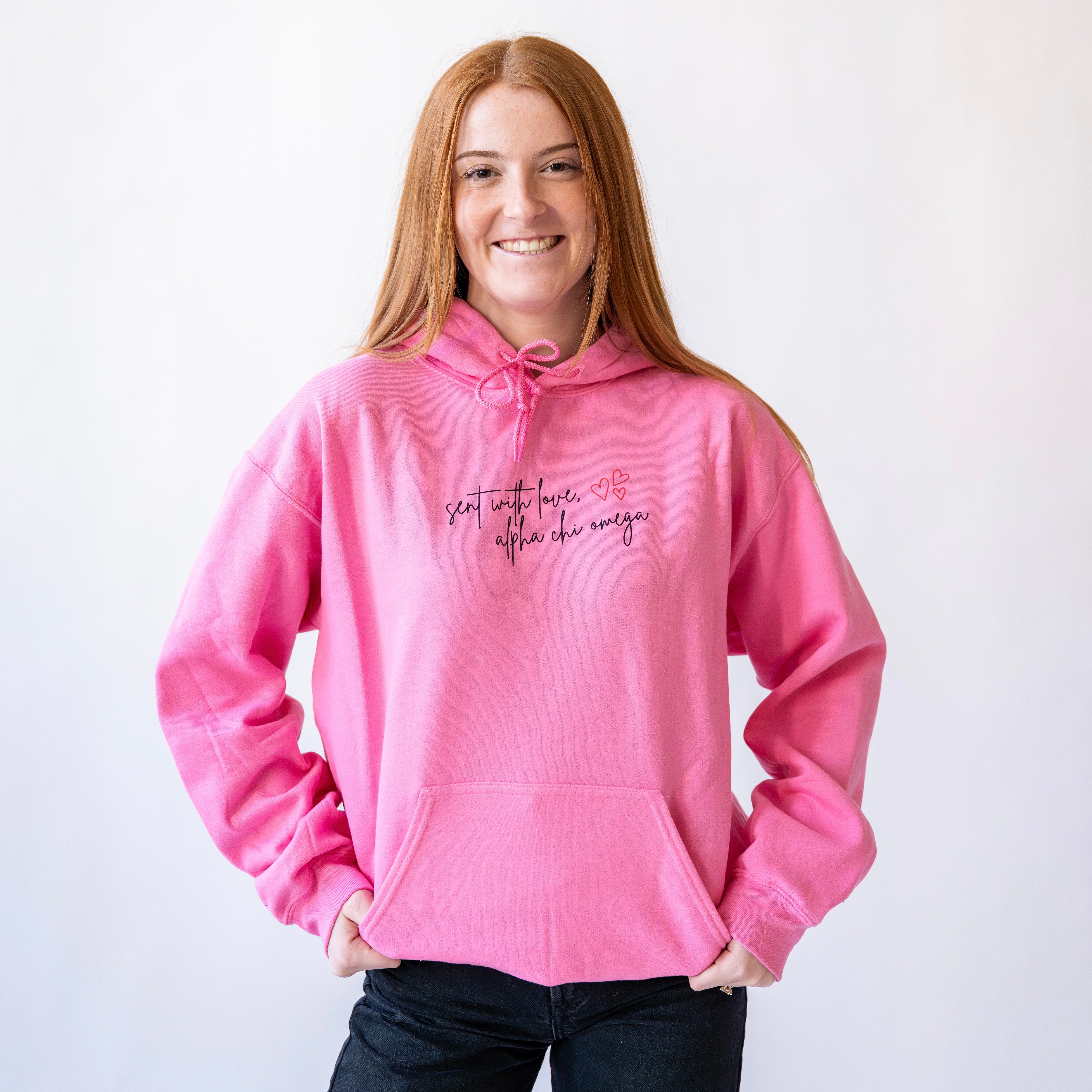 Delivered With Love Hoodie Sweatshirt - Alpha Chi Omega